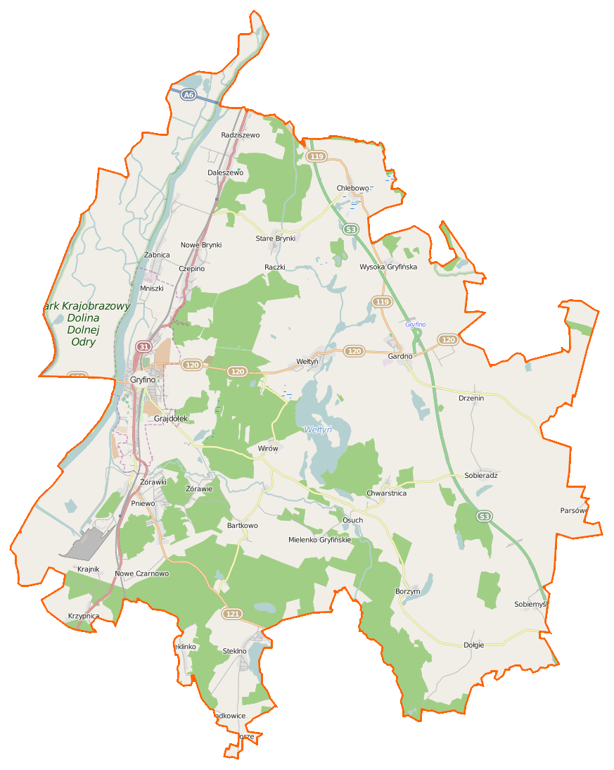 Map of Gmina Gryfino, Poland