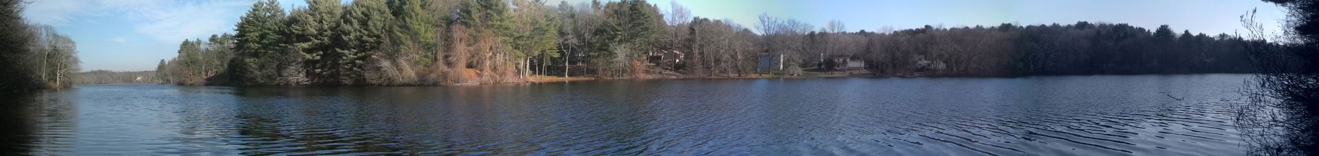 Panoramic shot of Miscoe Lake in Cumberland, RI, USA