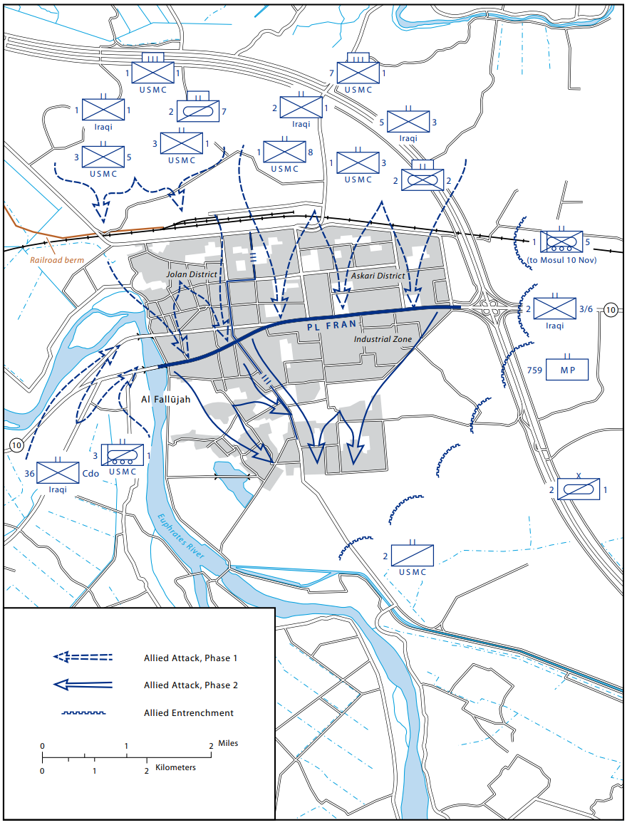 Map of coalition units and their movements during the second ba…
