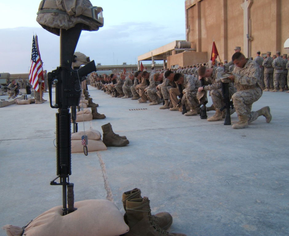 Marines mourning the loss of our fellow brothers.