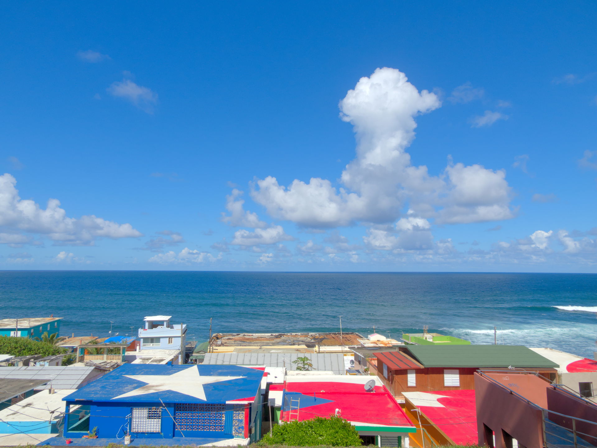 Top of homes in La Perla, San Juan, Puerto Rico
