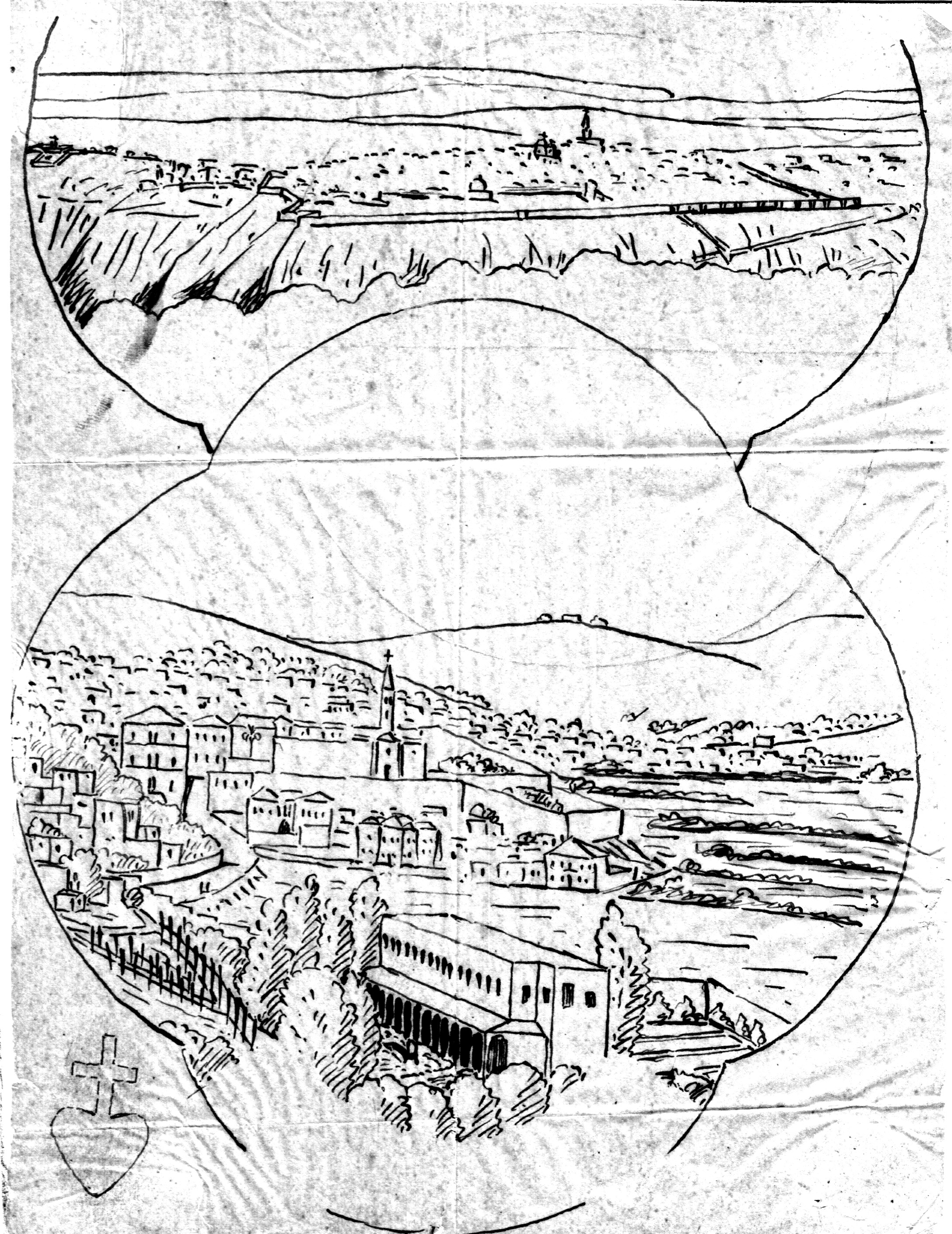 Drawing of Nazareth as seen from the Monastery St Claire on Tre…