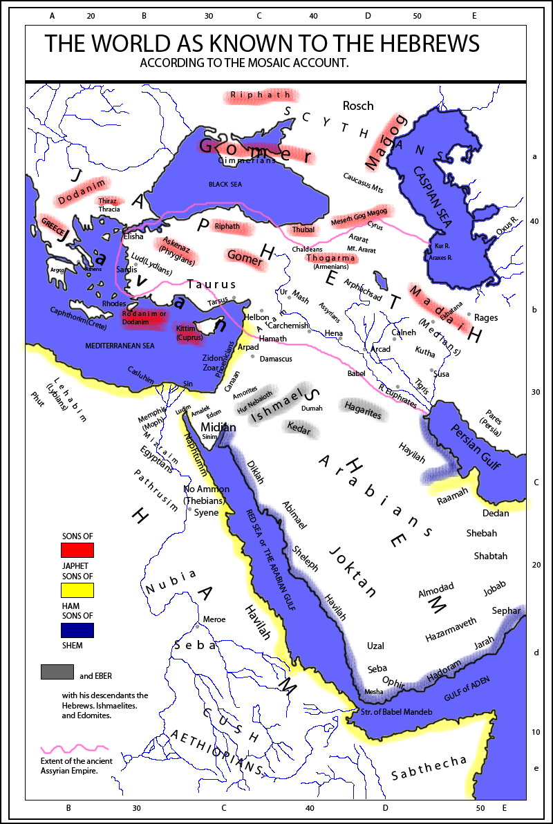 The world as known to the Hebrews. A map from "Historical Textb…