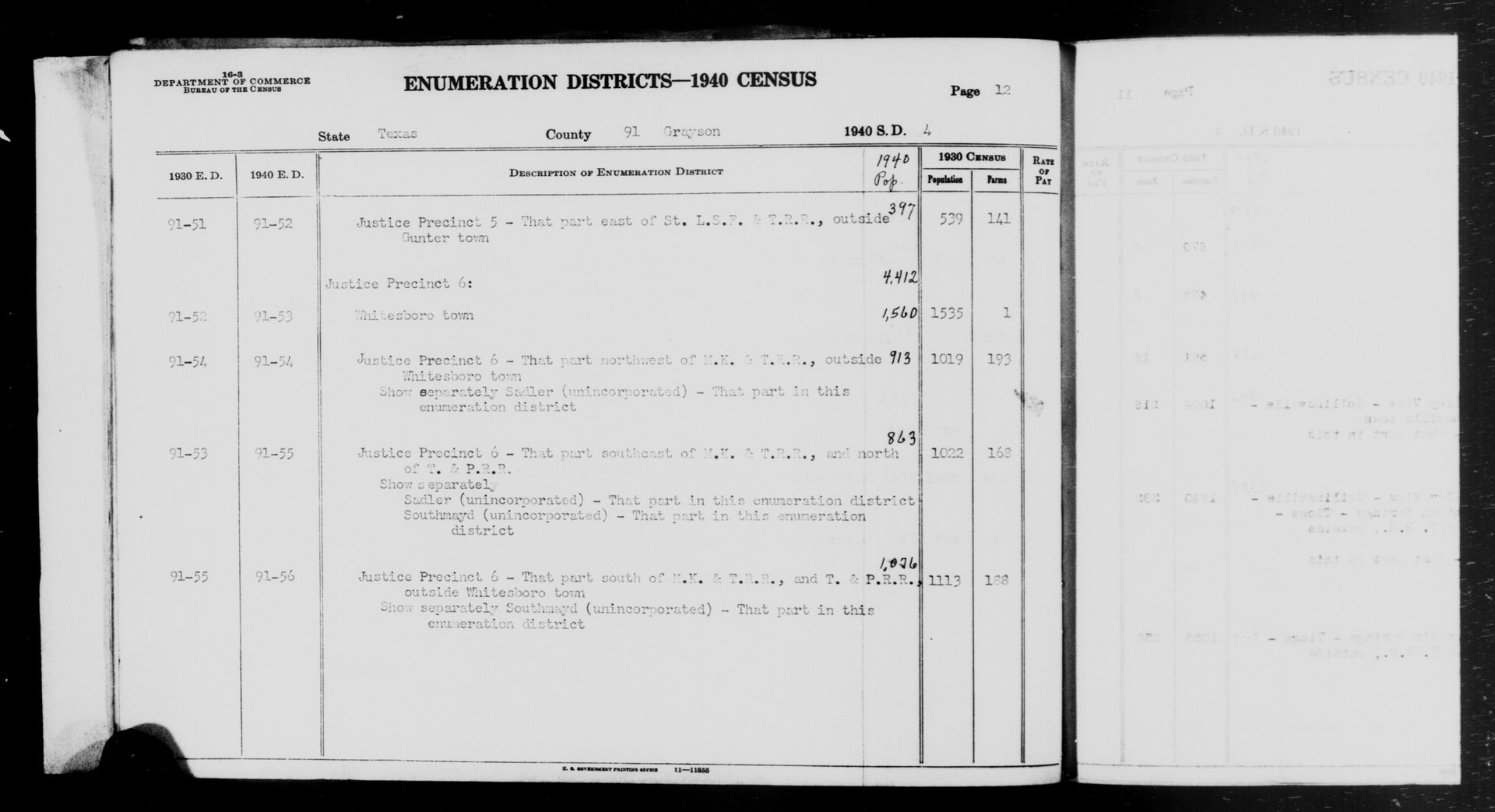Scope and content: This item lists Enumeration Districts for:
…