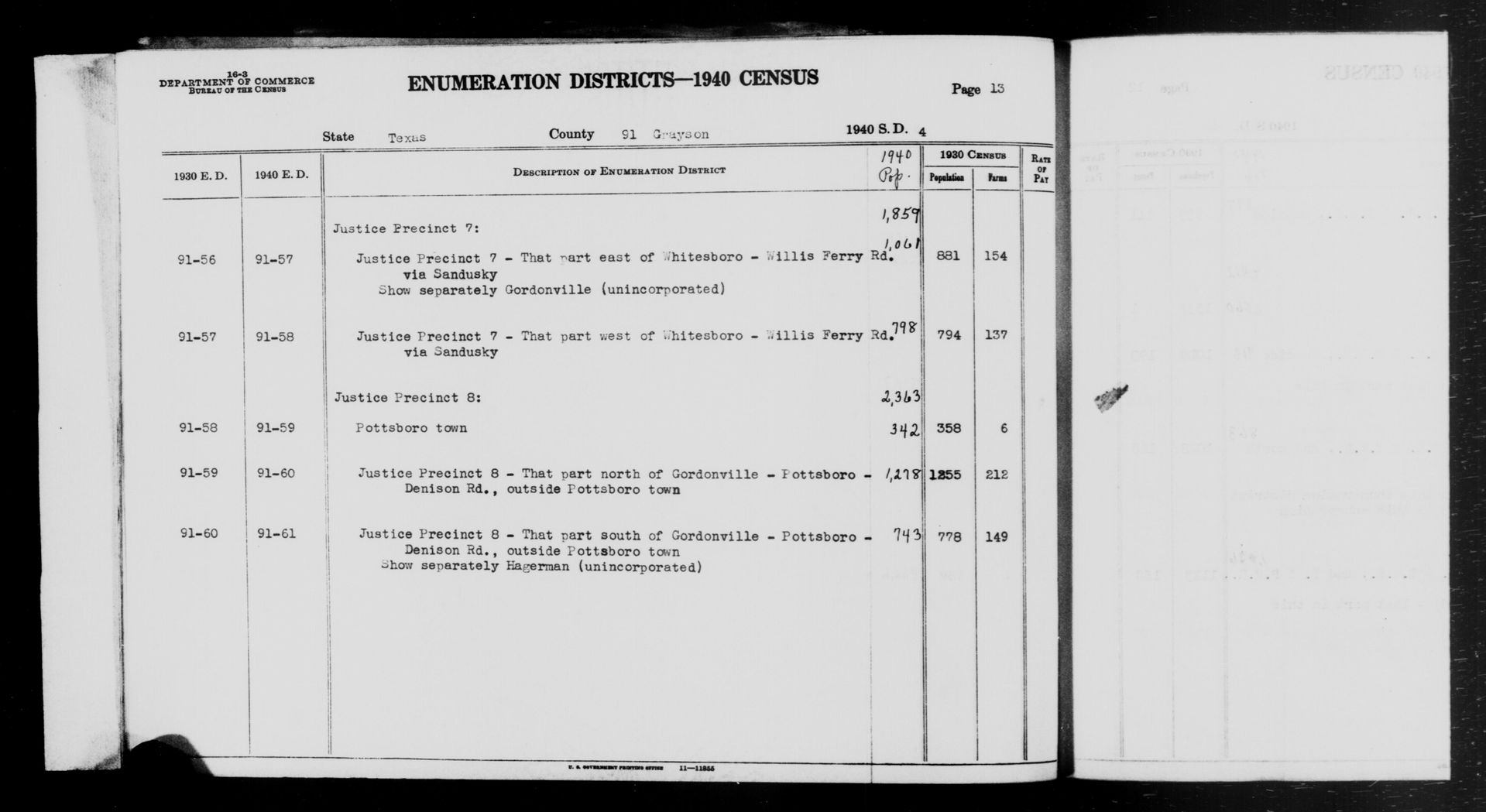 Scope and content: This item lists Enumeration Districts for:
…