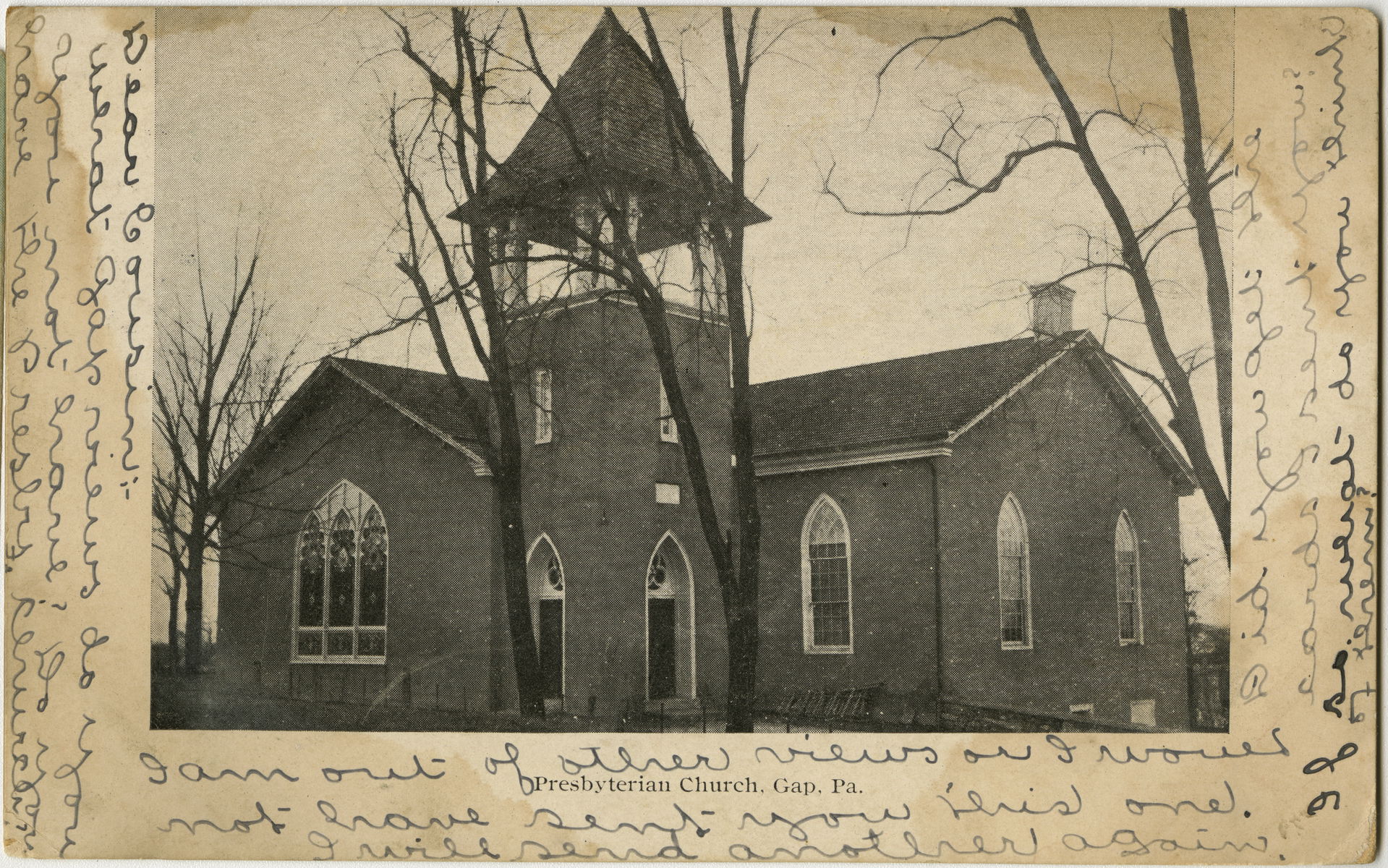 Presbyterian church in Gap, Pennsylvania from a pre-1923 postca…