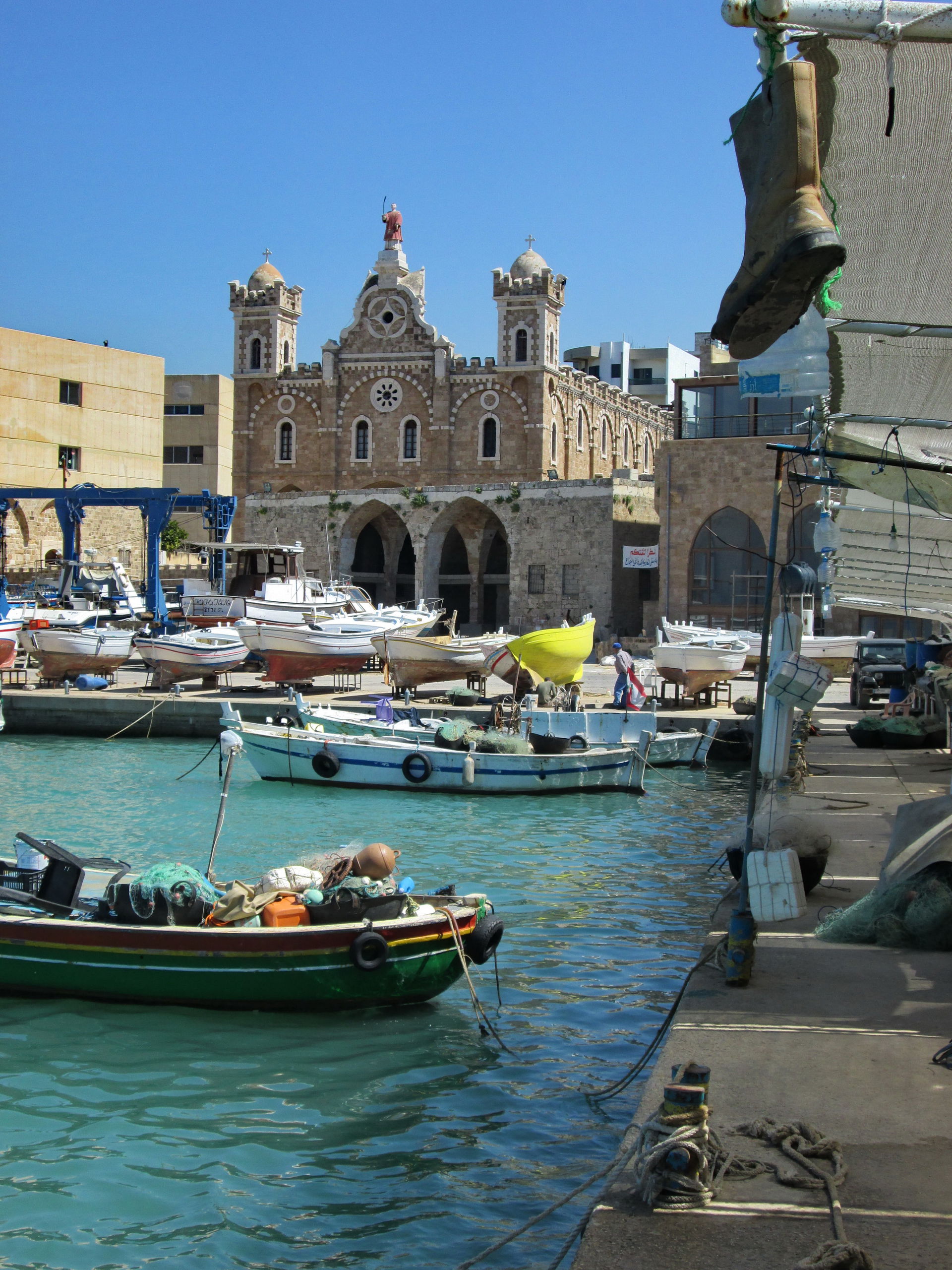 Harbor of Batroun, Lebanon (background: St. Stephen's Church)
P…