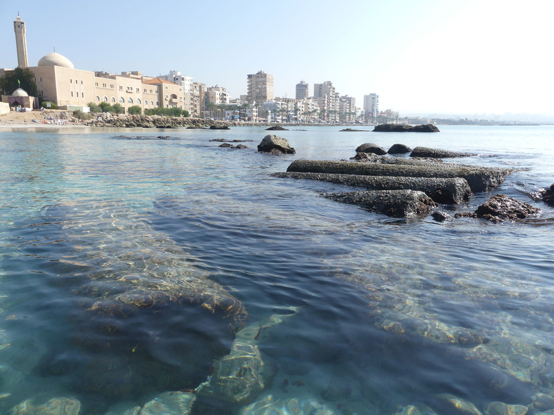 Ancient columns lie in the submerged Egyptian harbour of Tyre/S…