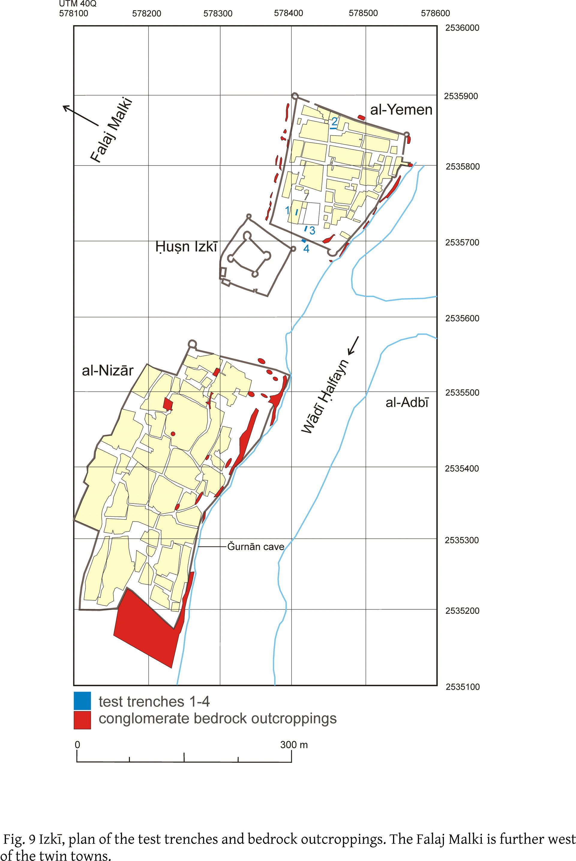 Plan of Old Izki al-Yemen, al-Nizar and the Yaruba fort between…