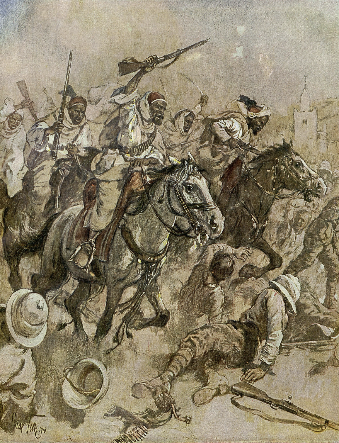Warriors of the Sheikh of the Senussi drive the English out of …