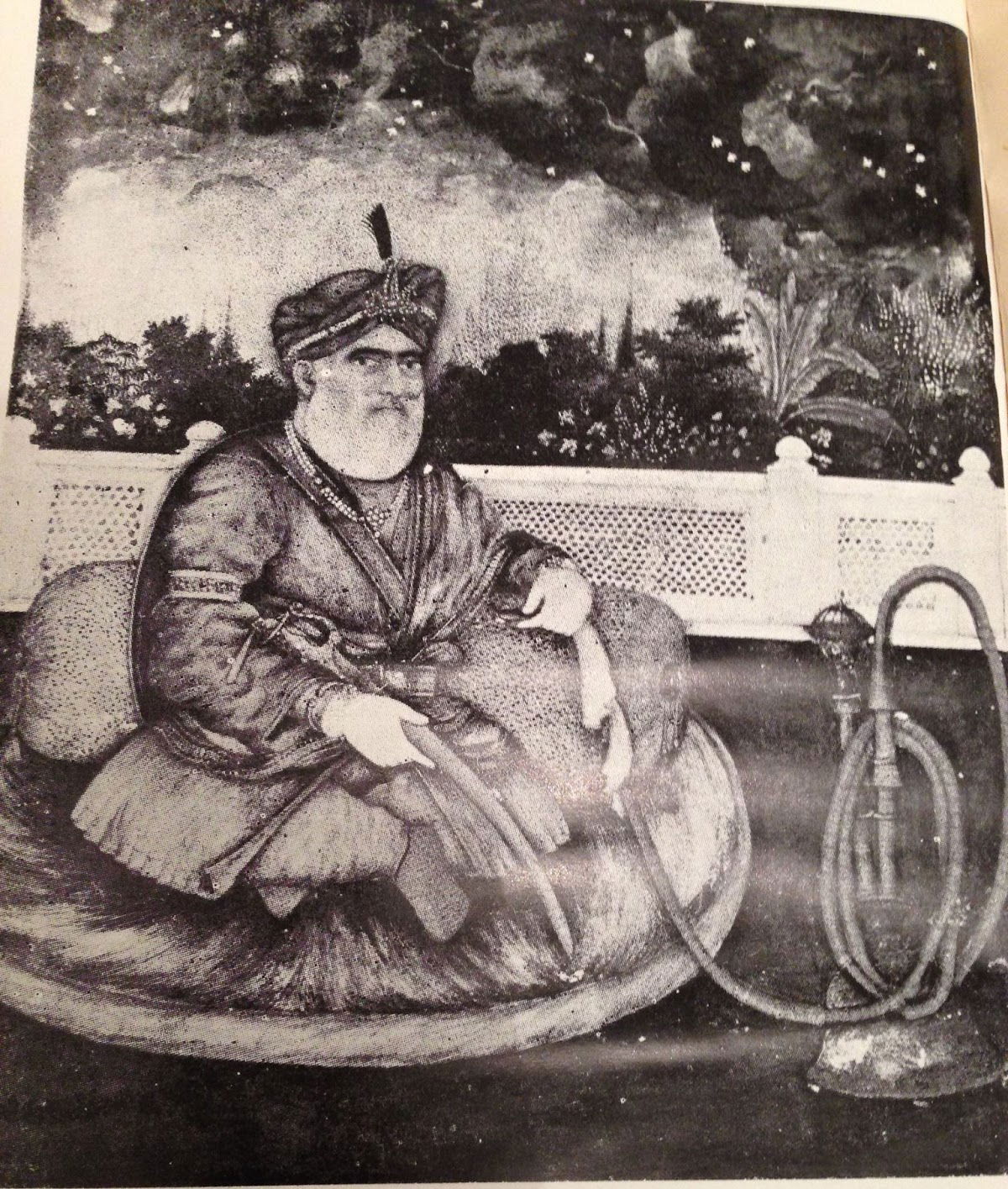 Painting of Nawab Sarfaraz Khan of Multan seated on a terrace a…