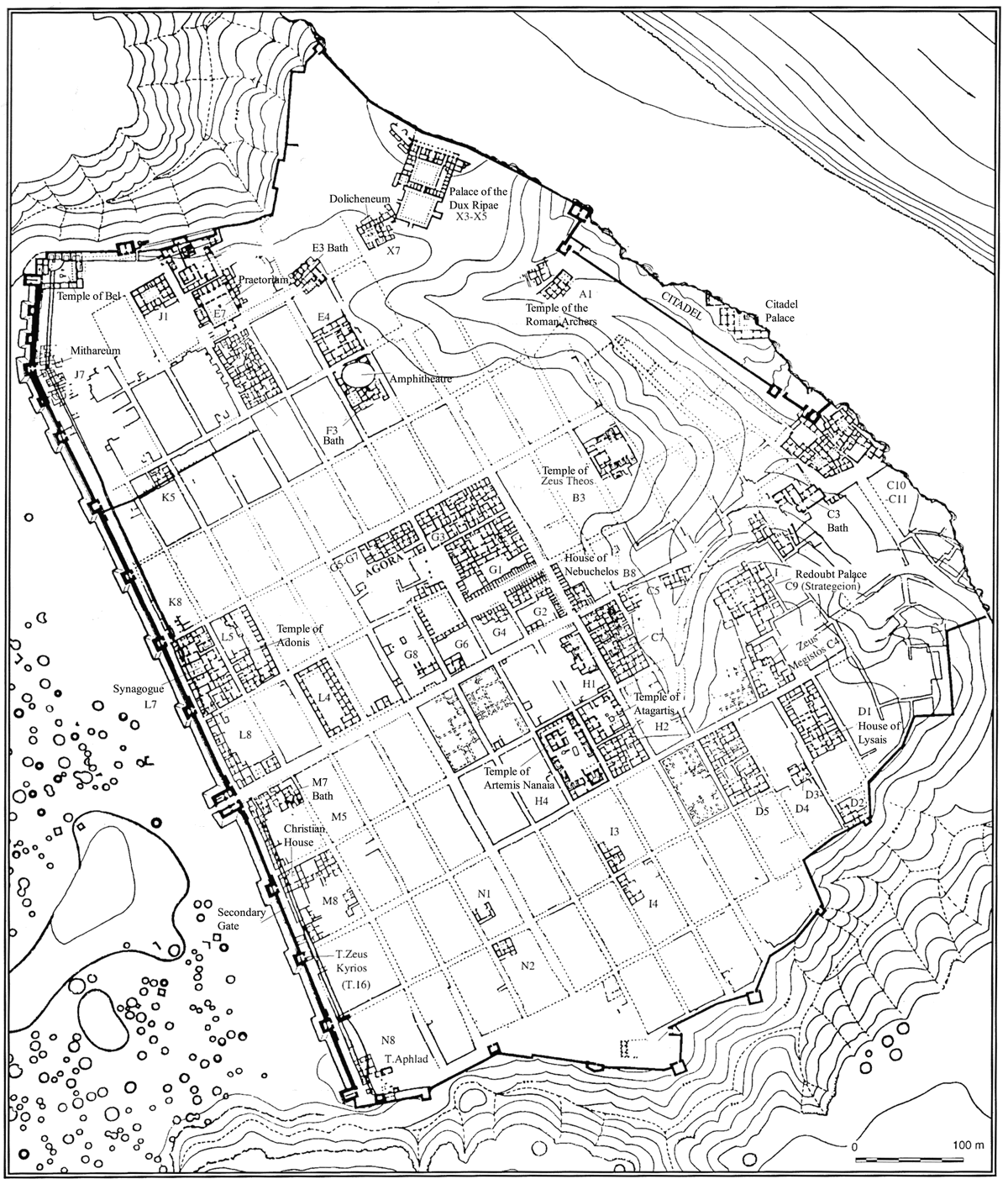 Site plan of Dura-Europos showing extent of excavation and nami…