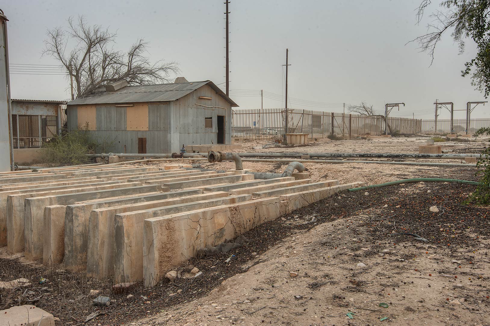 Abandoned wellfield pumping station in Al Jemailiya, Qatar.
