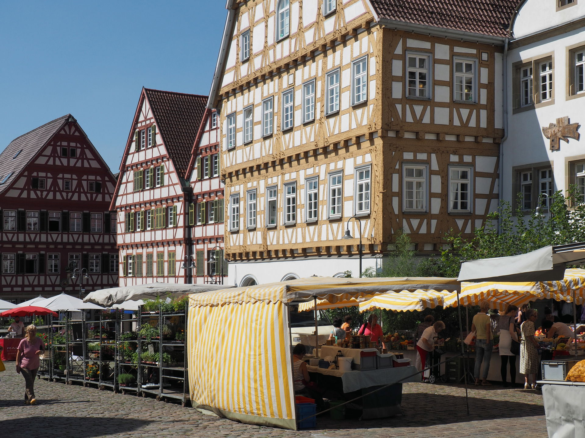 Weekly market Leonberg, German Federal State Baden-Württemberg.…