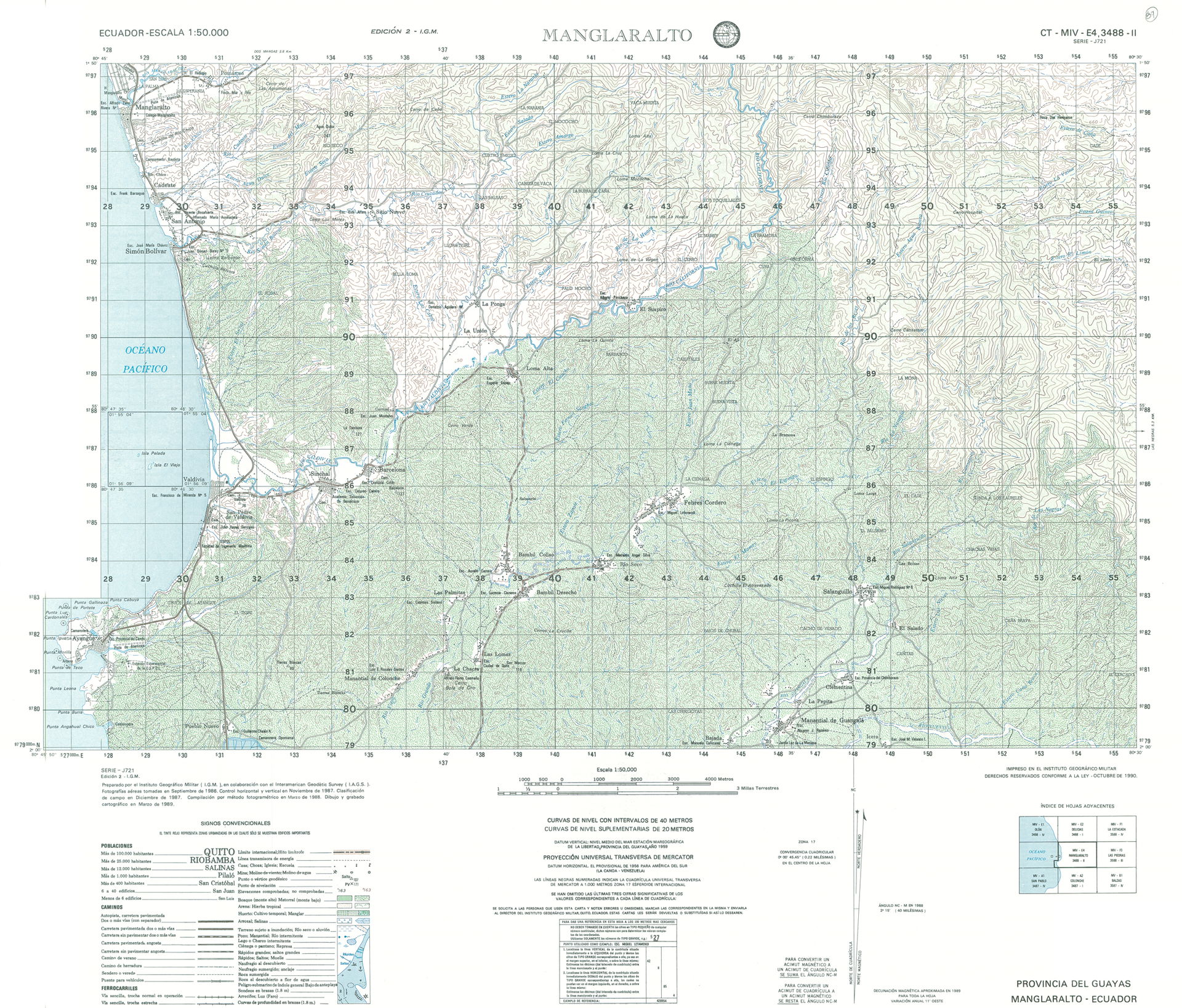 Manglaralto (topographic) Sheet 3488 II, 1:50,000 (16.9MB) - Ec…