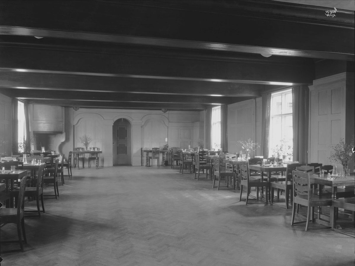 Sætre kjeksfabrikk, interiør, spisesal, peis