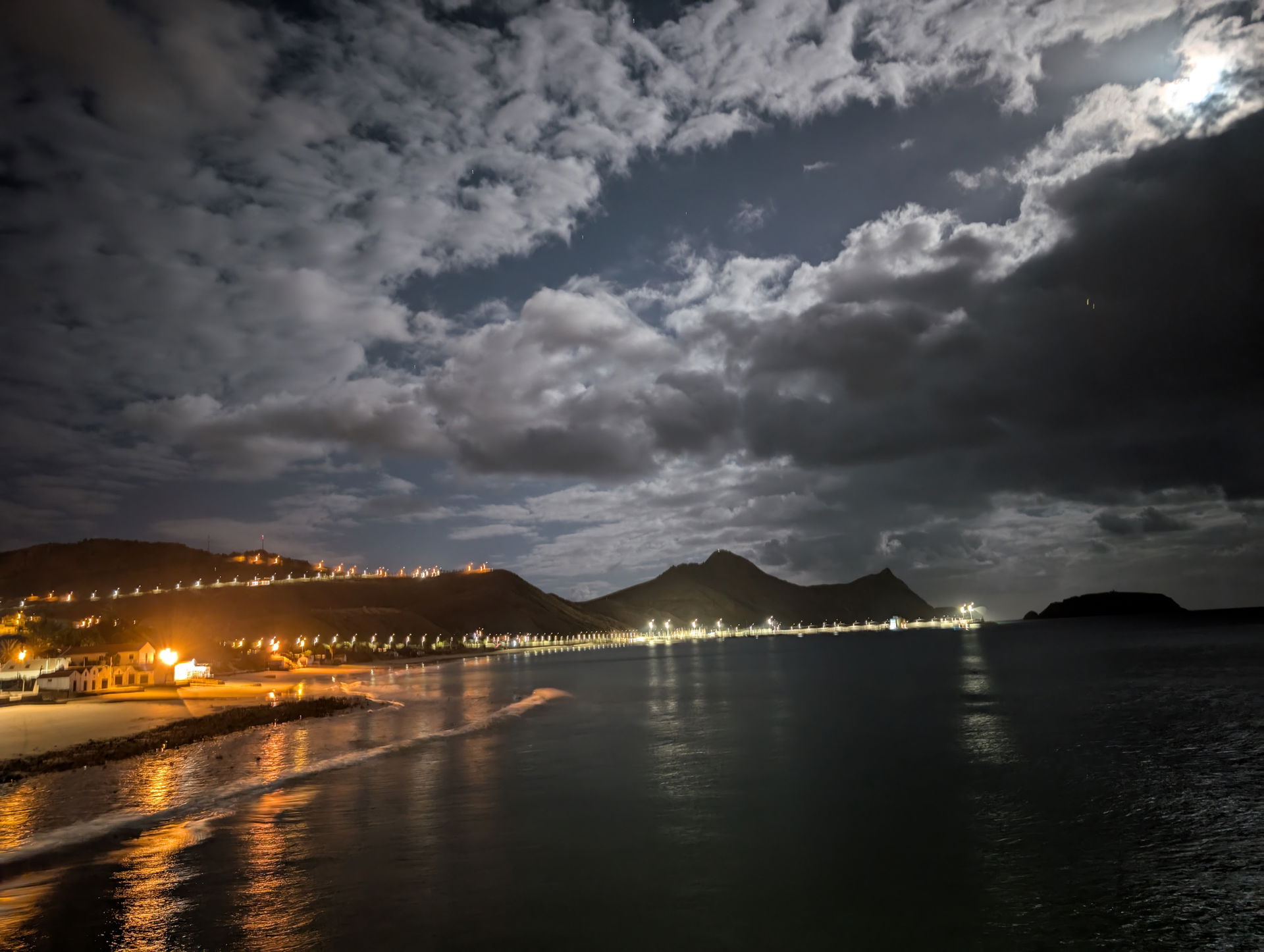 Porto Santo beach captured during night