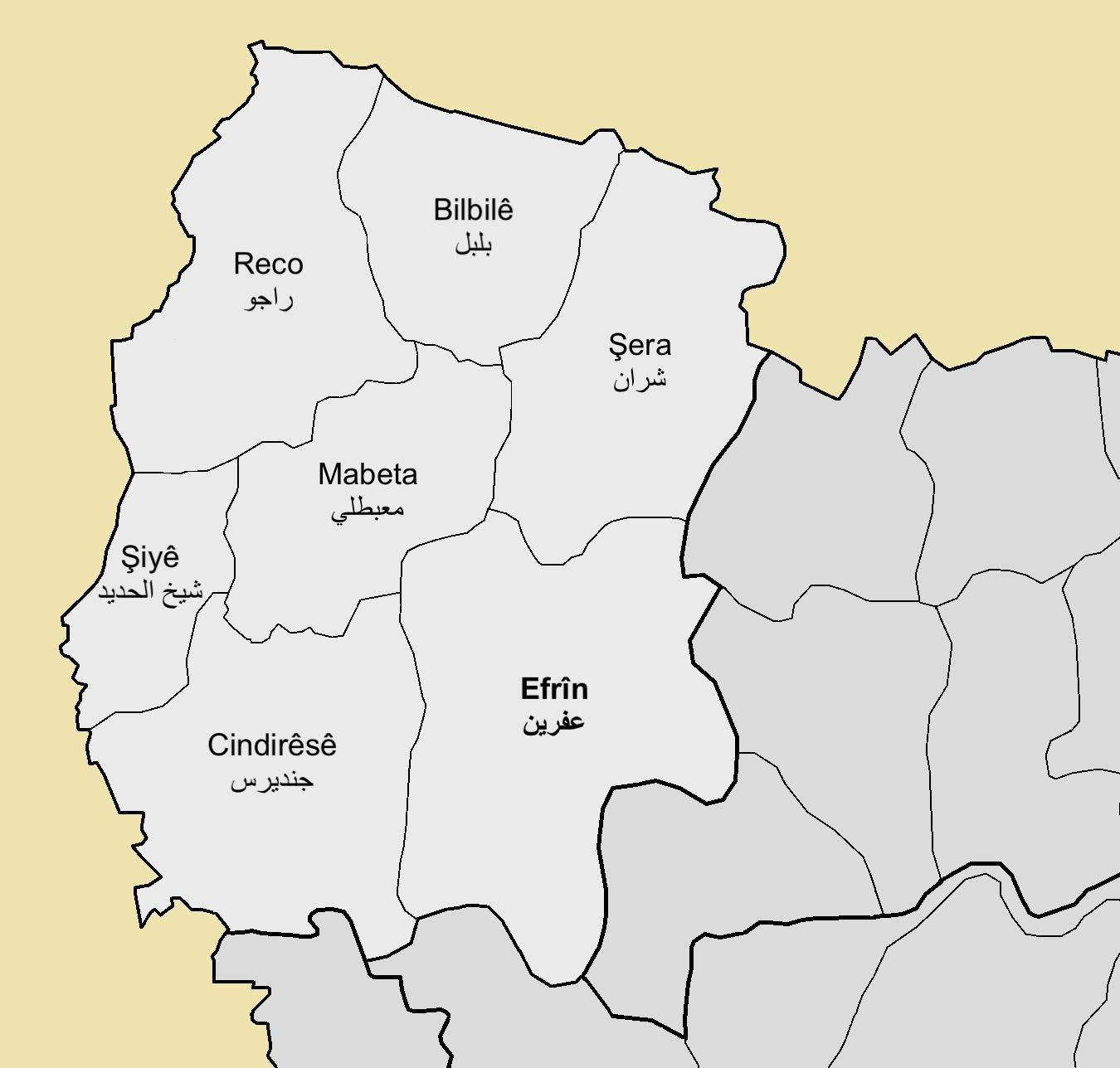 Administrative map showing the “Nahiyah”s of Afrin District In …