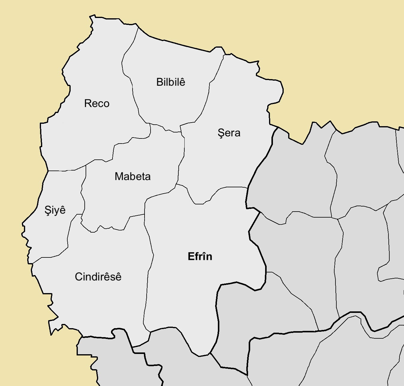 Administrative map showing the “Nahiyah”s of Afrin District