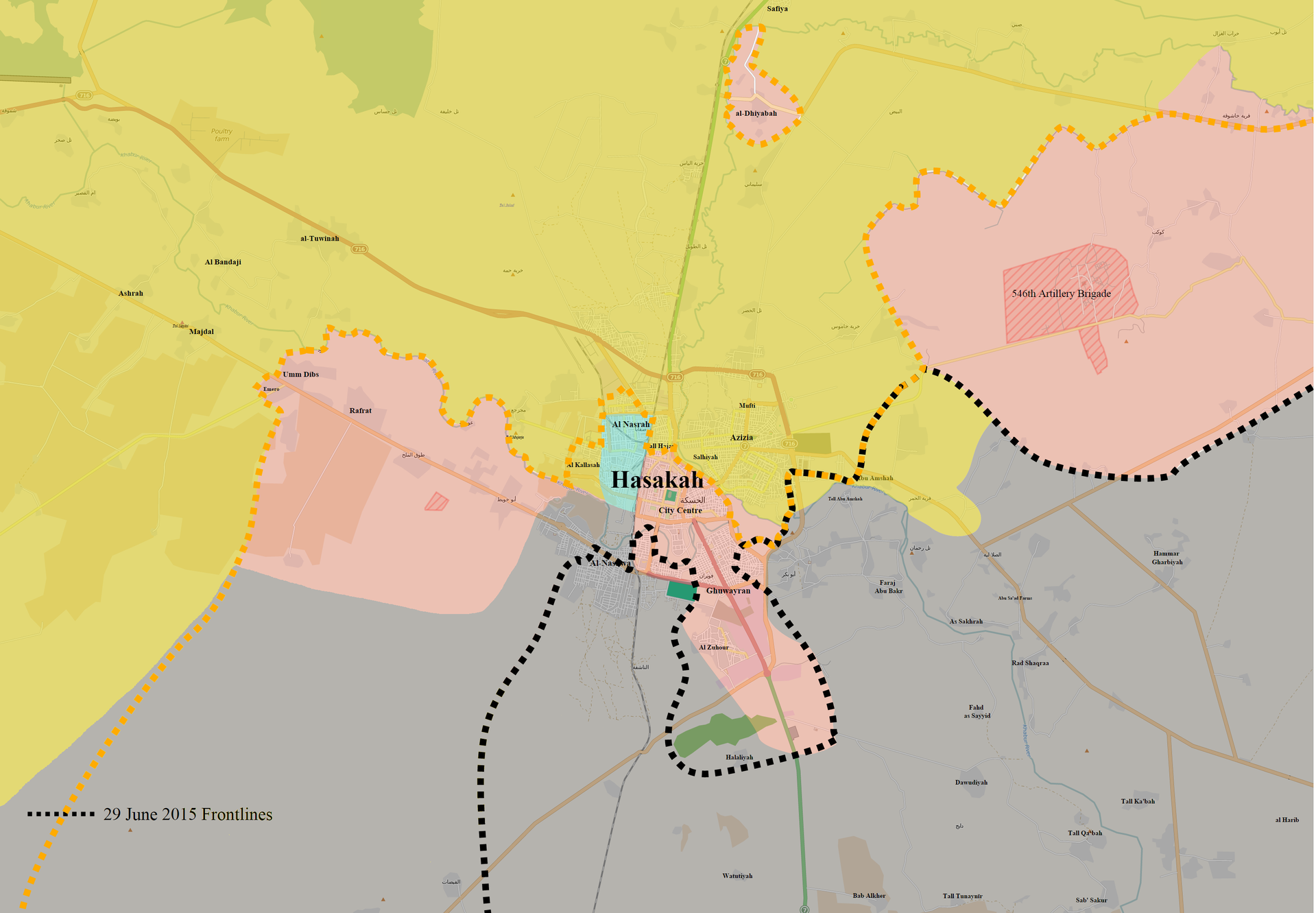 Controlled by the Syrian Government
Controlled by Syrian Kurd…