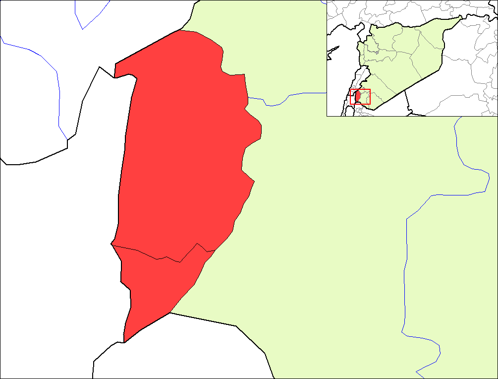 Map of the districts of Quneitra governorate in Syria.