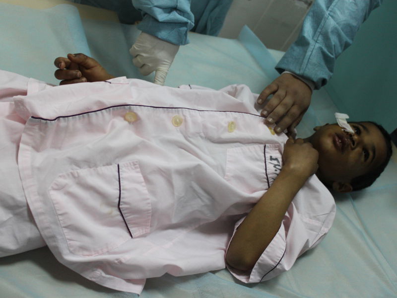 Faraj Omran, reportedly a 7-year-old shepherd, was injured by s…