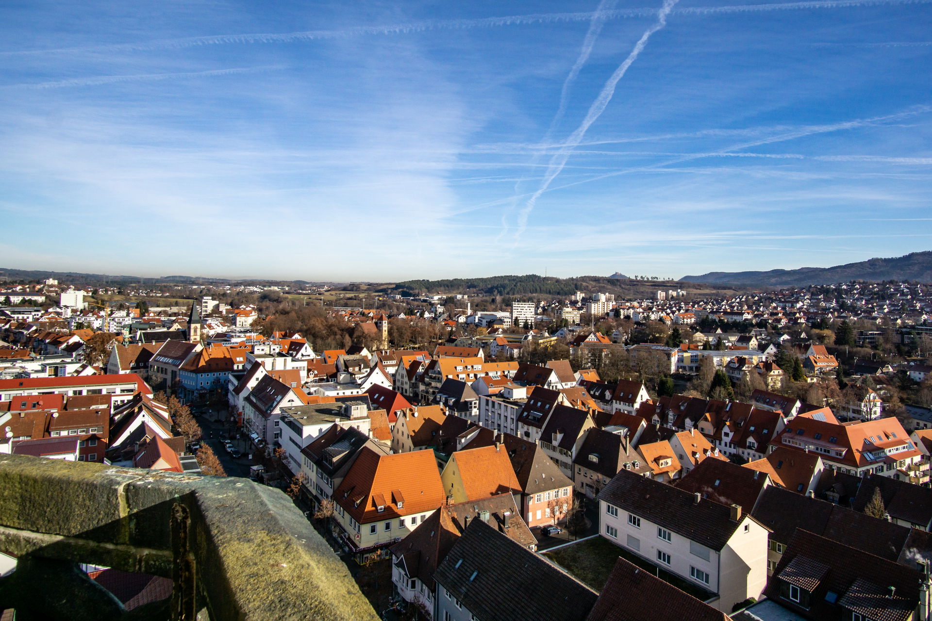 Stadtkirche Balingen - Blick vom Turm zum Hohenzollern