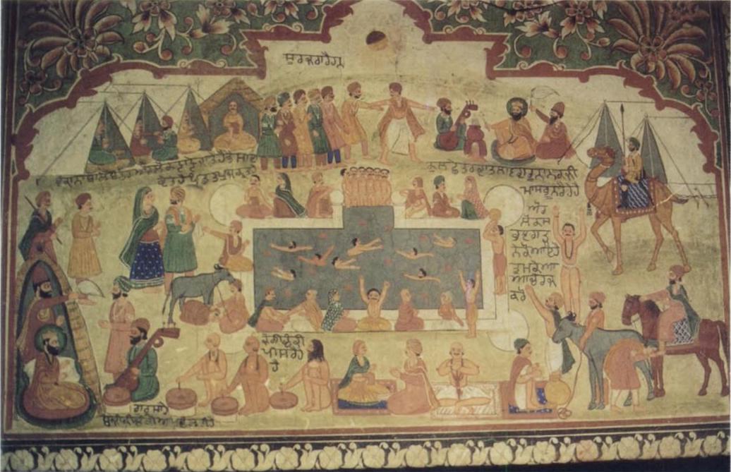 Mural of Guru Nanak at the Kurukshetra fair. The mural is locat…