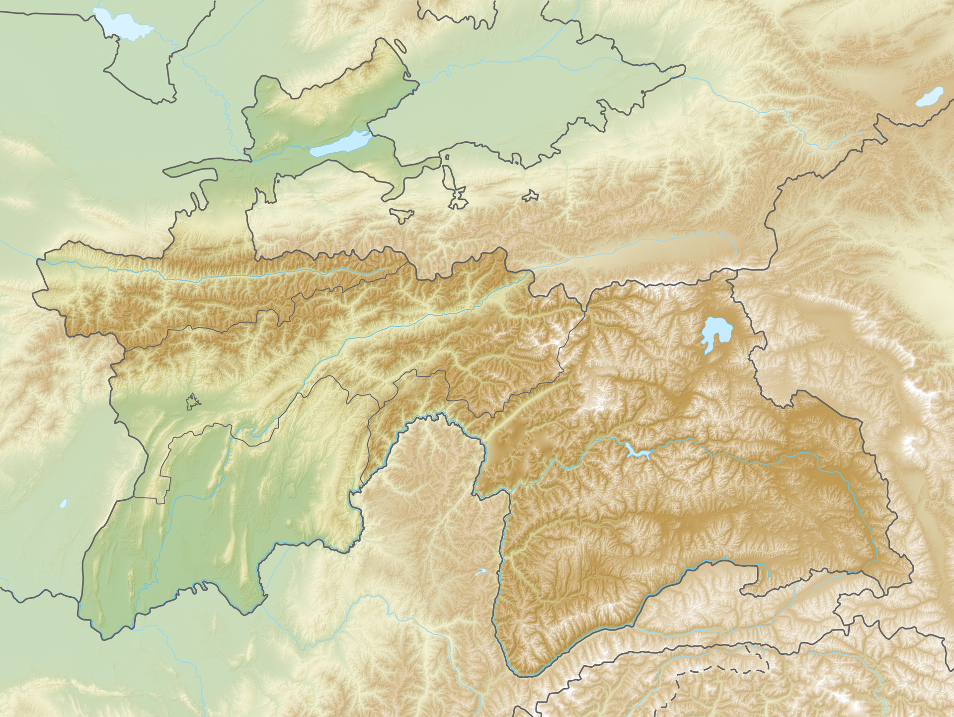 Reliefkarte Tadschikistan