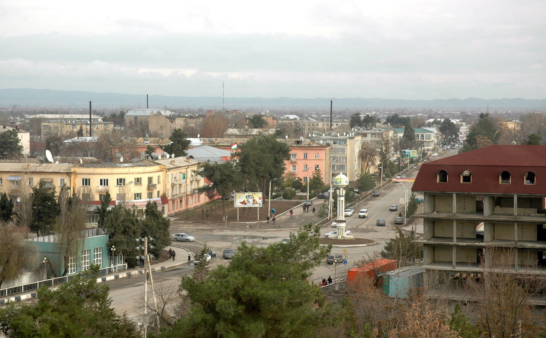 Panoramic view of Qurghonteppa city (Khatlon region, Tajikistan)