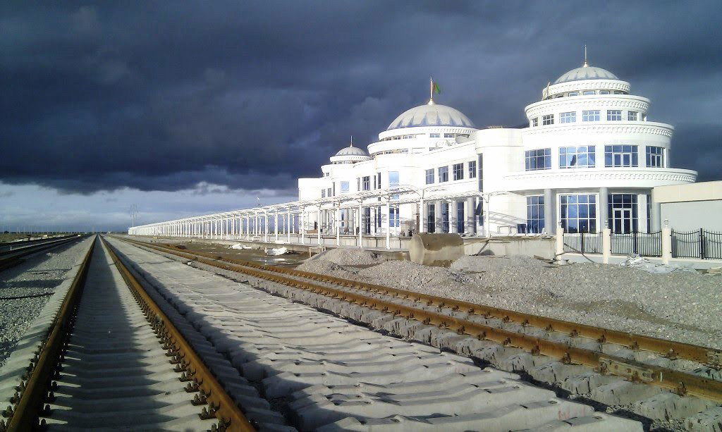 A newly constructed railway station in Bereket city (Bereket II…