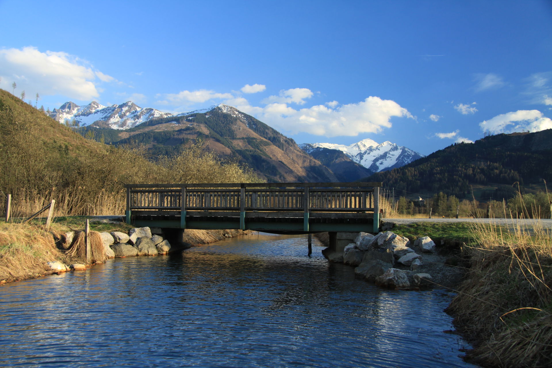 Thomas-Bernhardweg road near Zell am See and landscape around, …