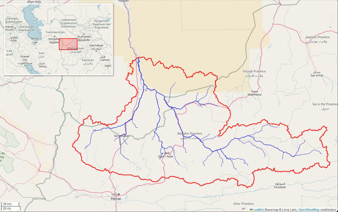 Marghab River watershed upstream of the Saryaz Howdany reservoi…