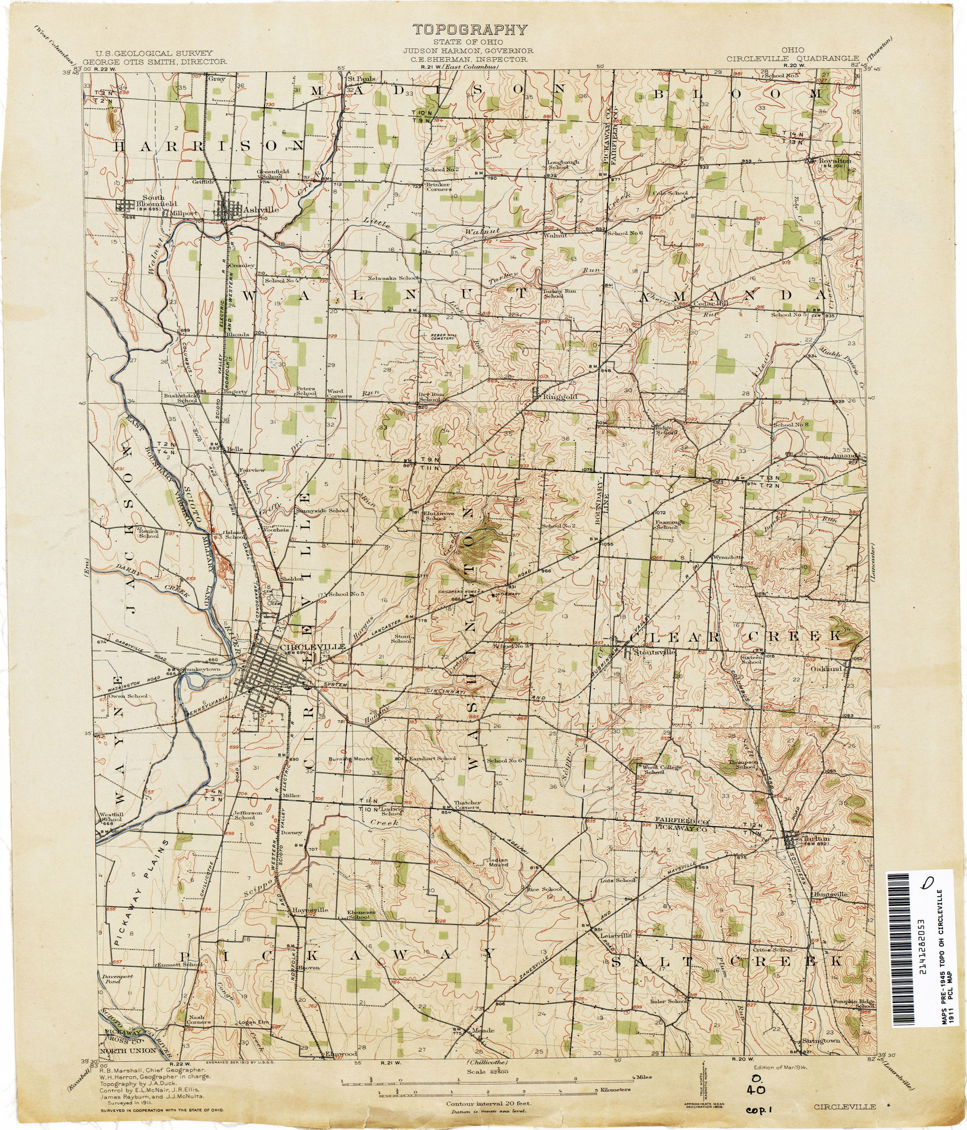 Circleville 1911 1:62,500 (5.2MB) - Ohio Historical Topographic…