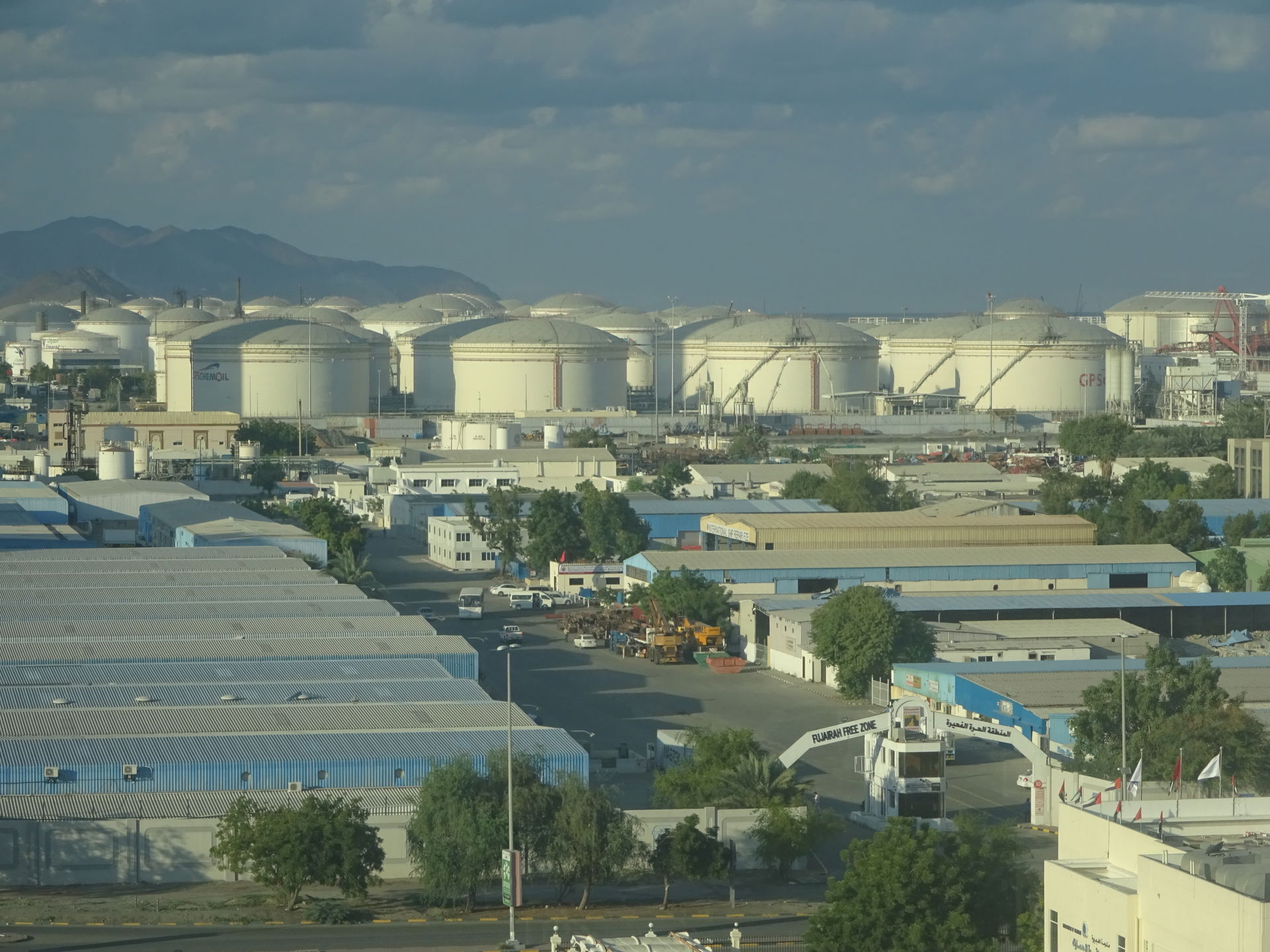 Oil tanks, Fujairah Port, Fujairah City, UAE.