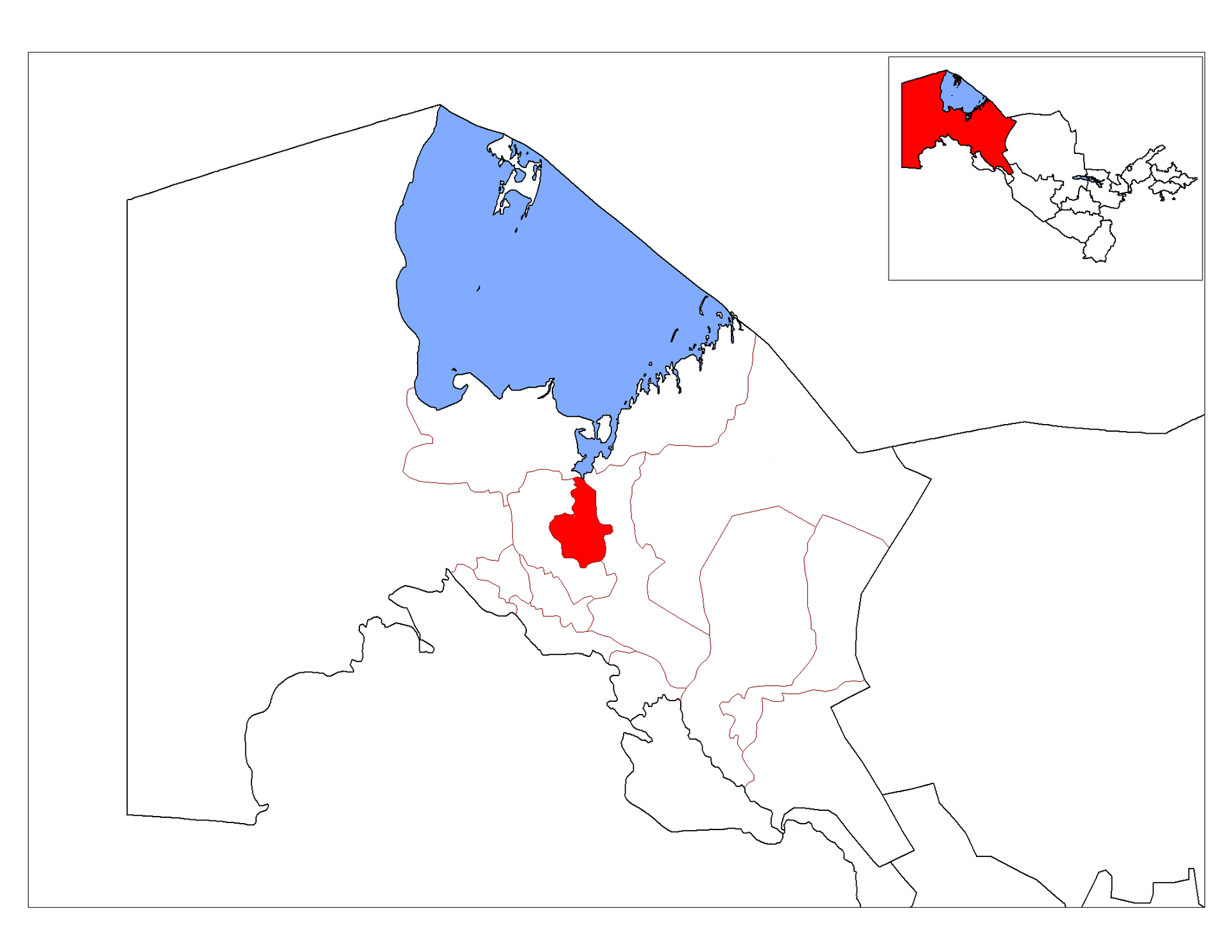 Location of Chimboy Disrict in Qoraqalpog’iston.