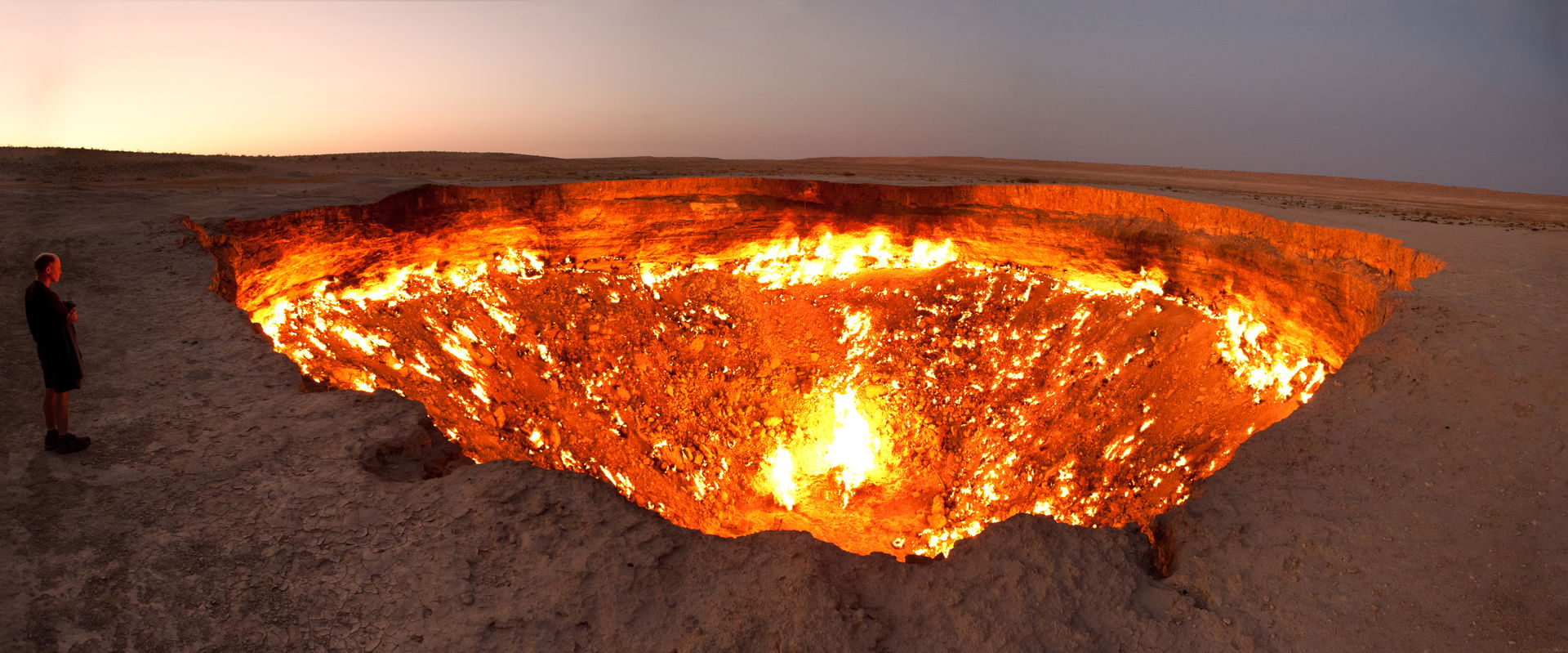 The Door to Hell, a burning natural gas field in Derweze, Turkm…