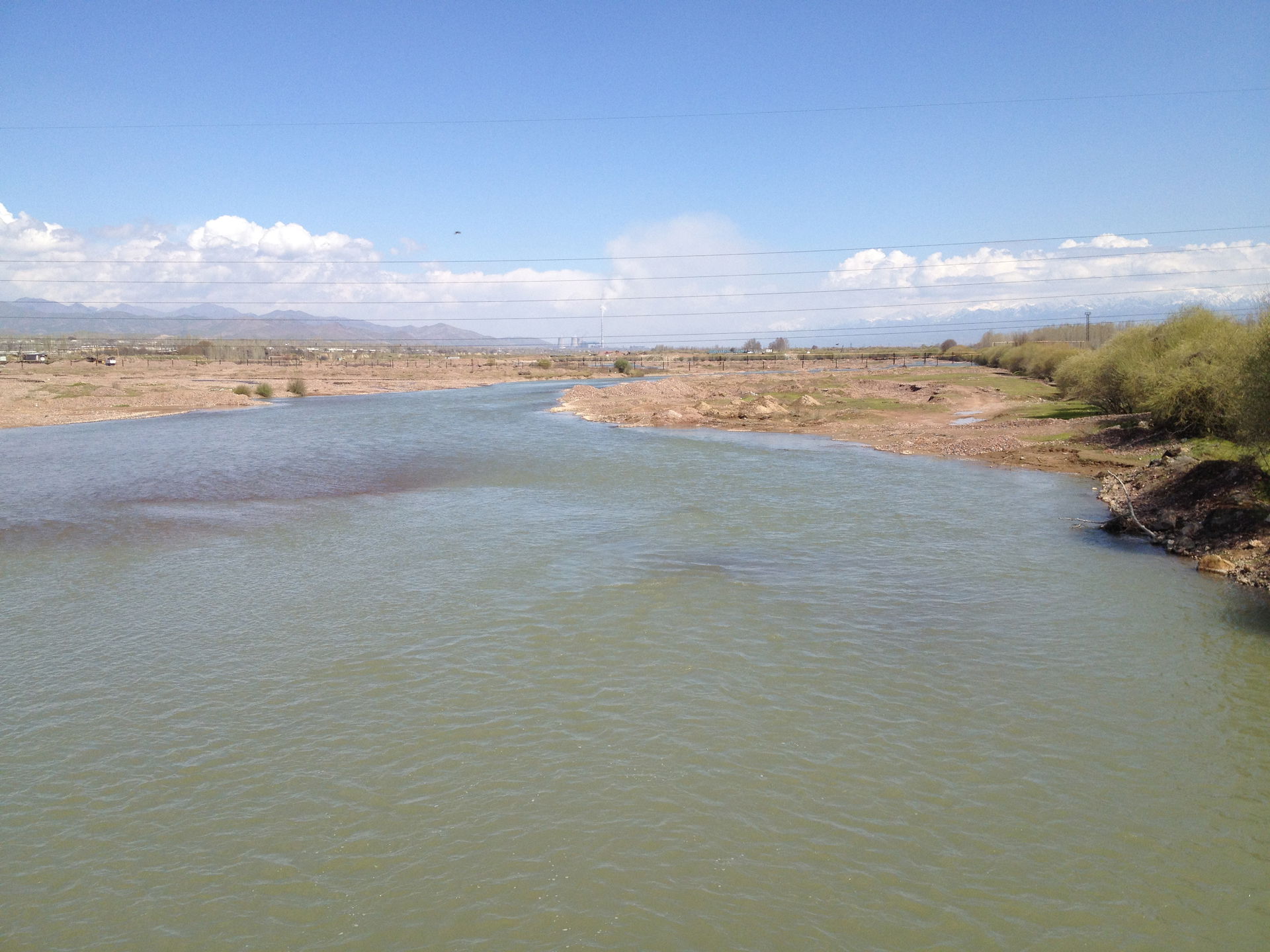 Angren river near Okhangaron city