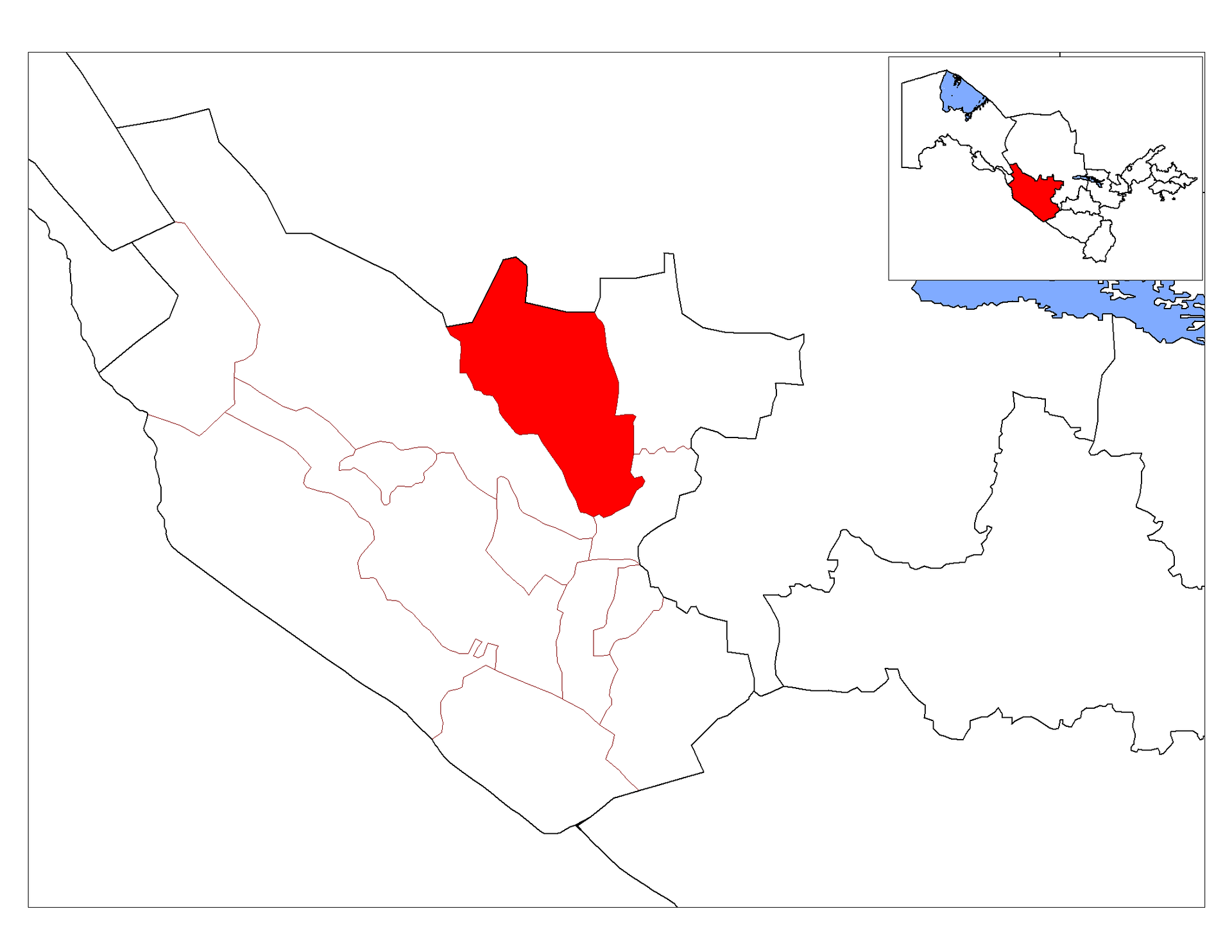 Location map of Shofirkon District in Buxoro Province, Uzbekist…