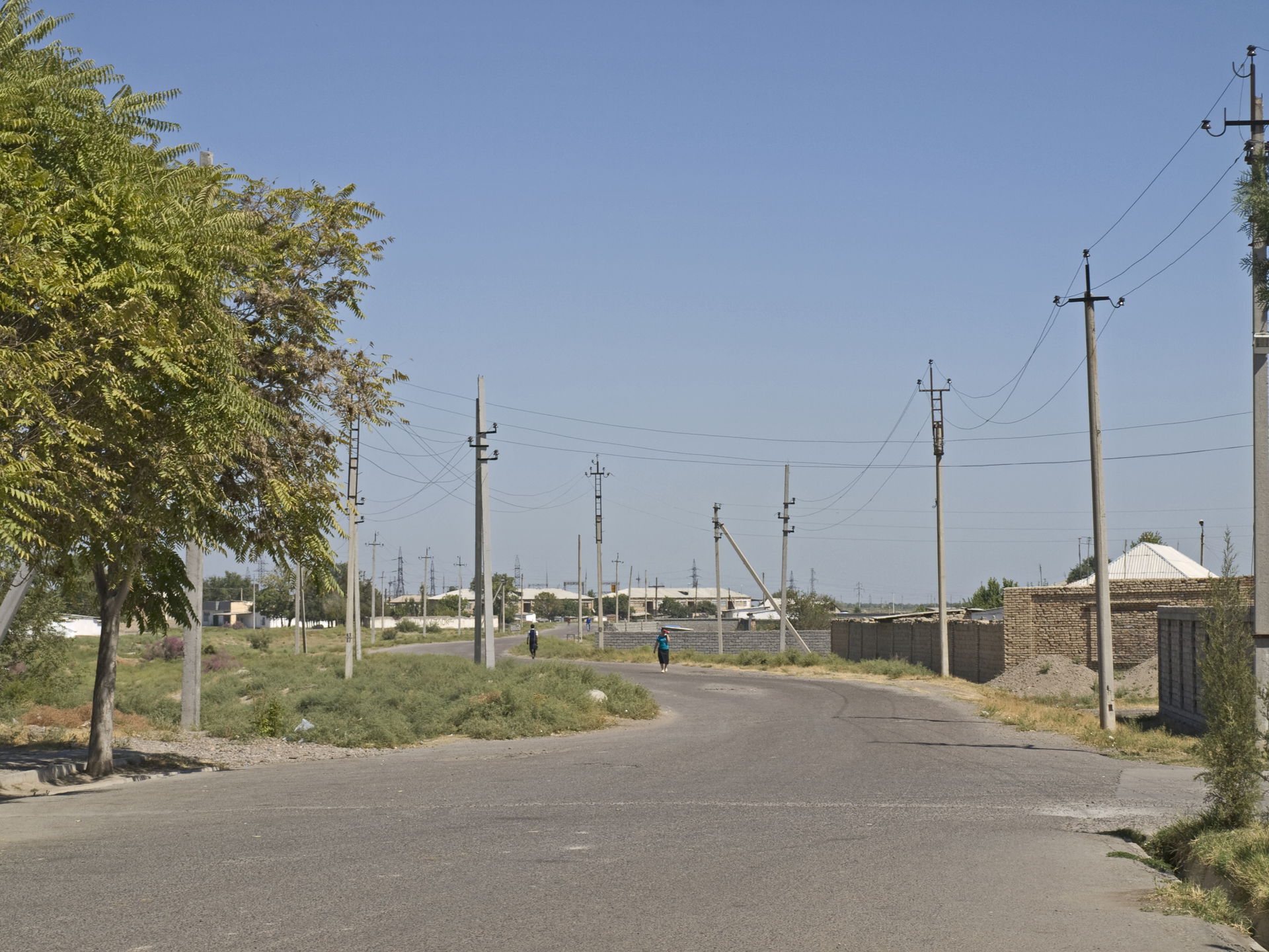 A side street in the northern part of Sirdaryo, Uzbekistan