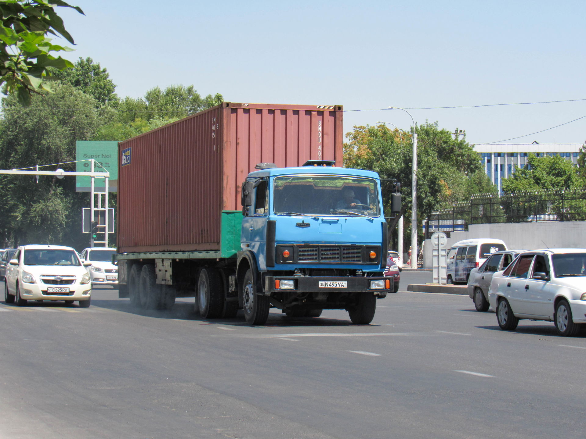 MAZ truck at the Small ring road near the railway station. Tash…