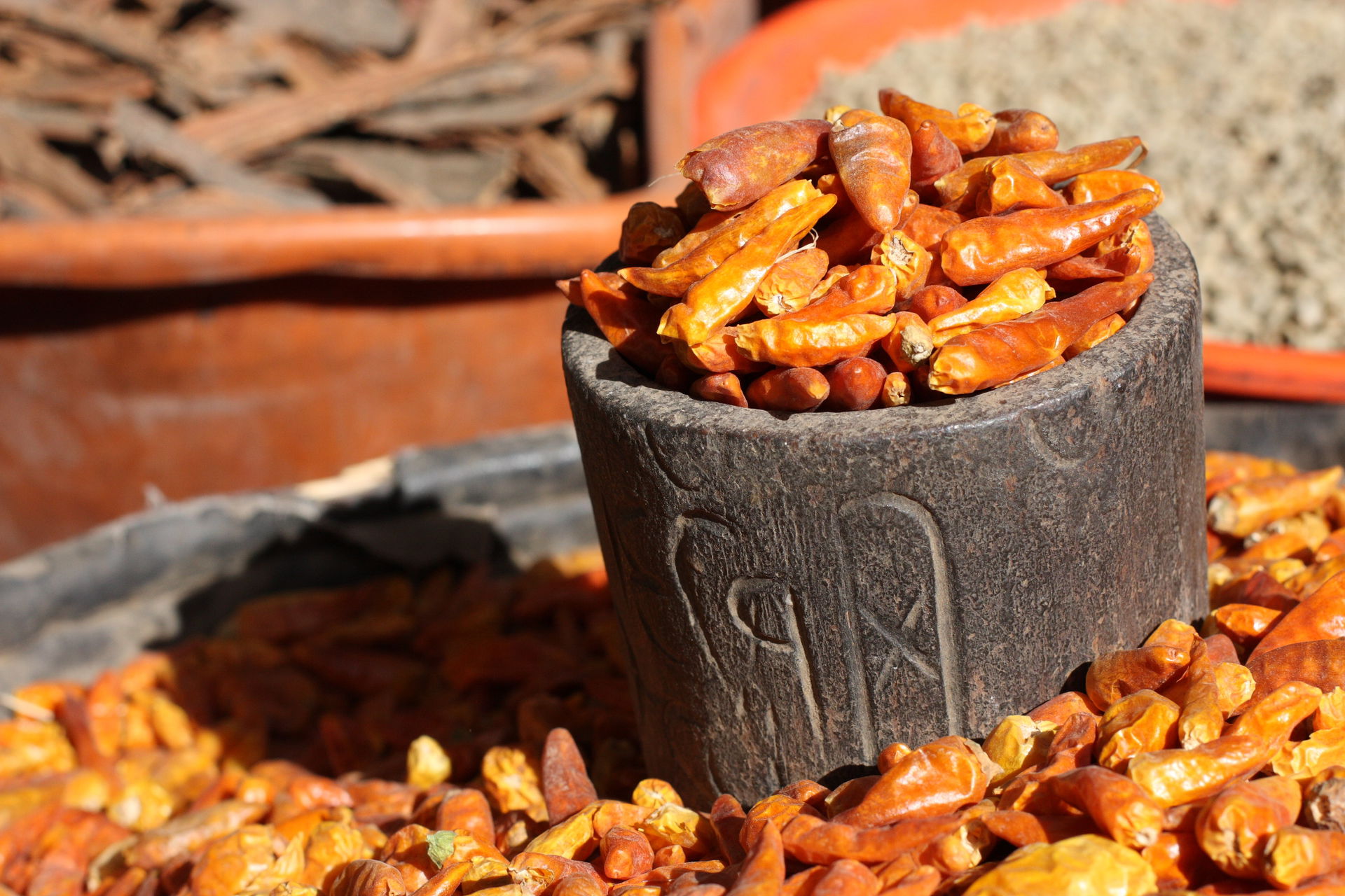 Cayenne pepper in Souk Al Milh, Sana'a, Yemen