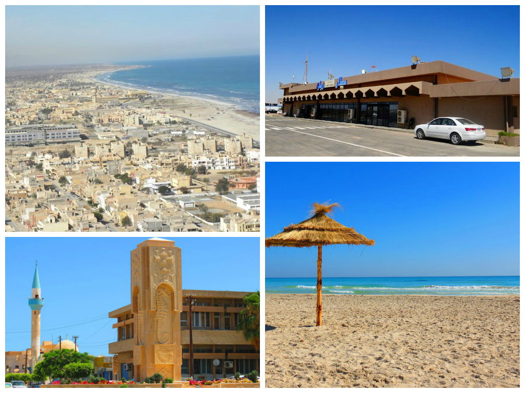 Top Left: Aerial view of the city of Zuwarah; Top Right: Zuwara…