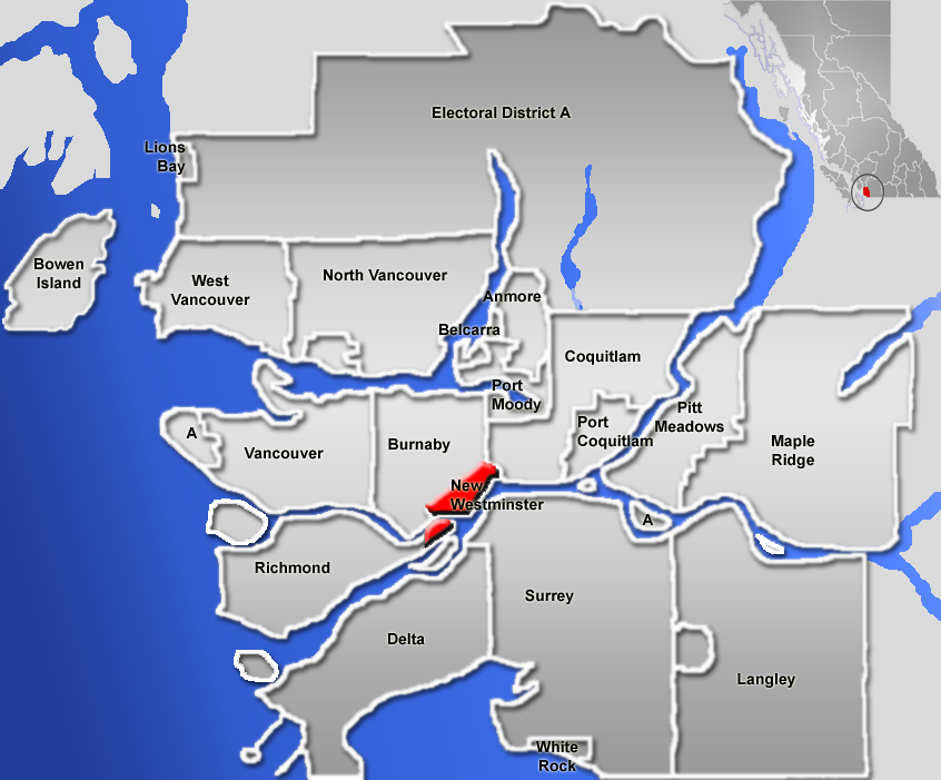 Location of New Westminster, Greater Vancouver Area, British Co…