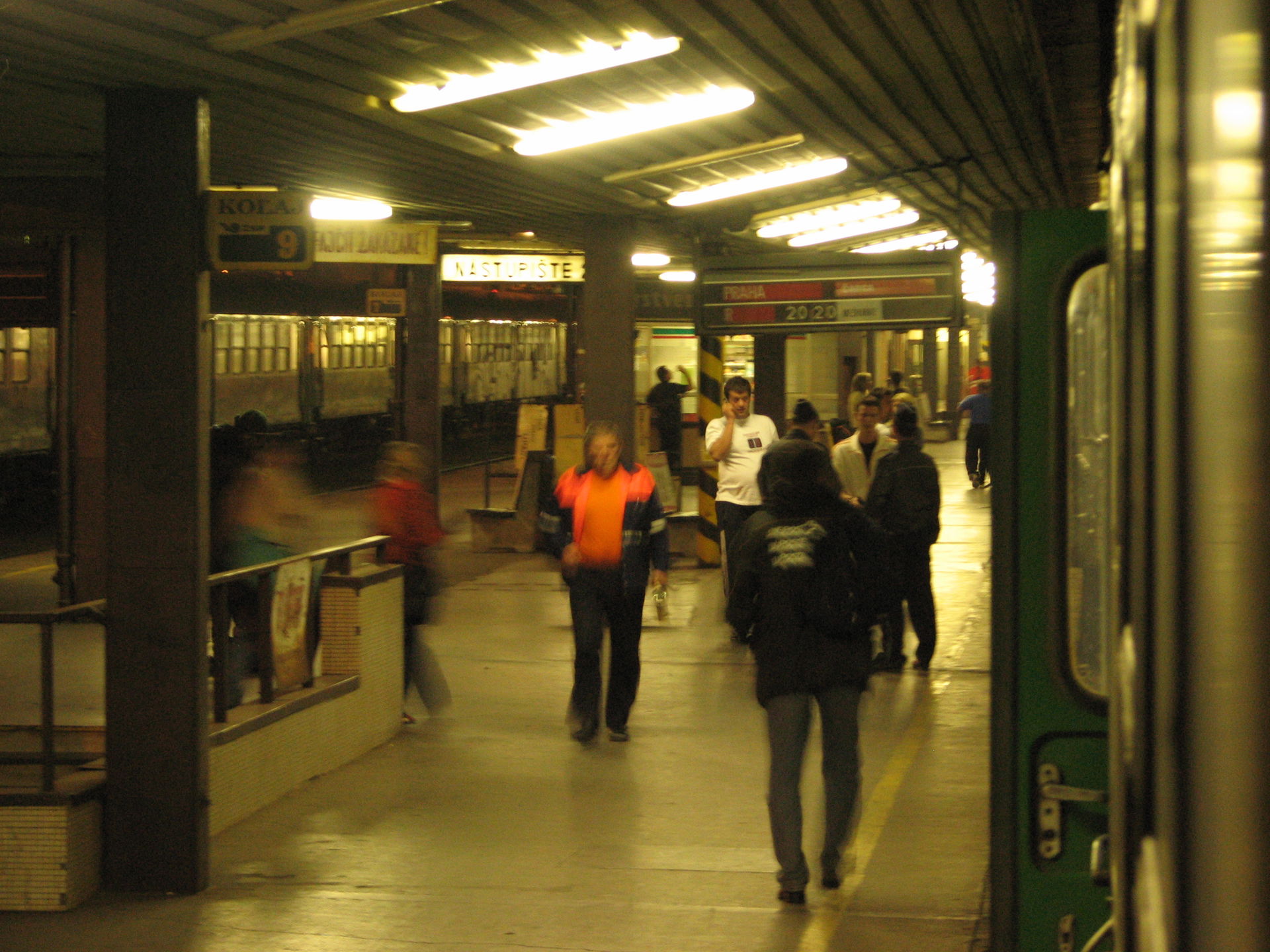 Kosice train station at night, Slovakia.