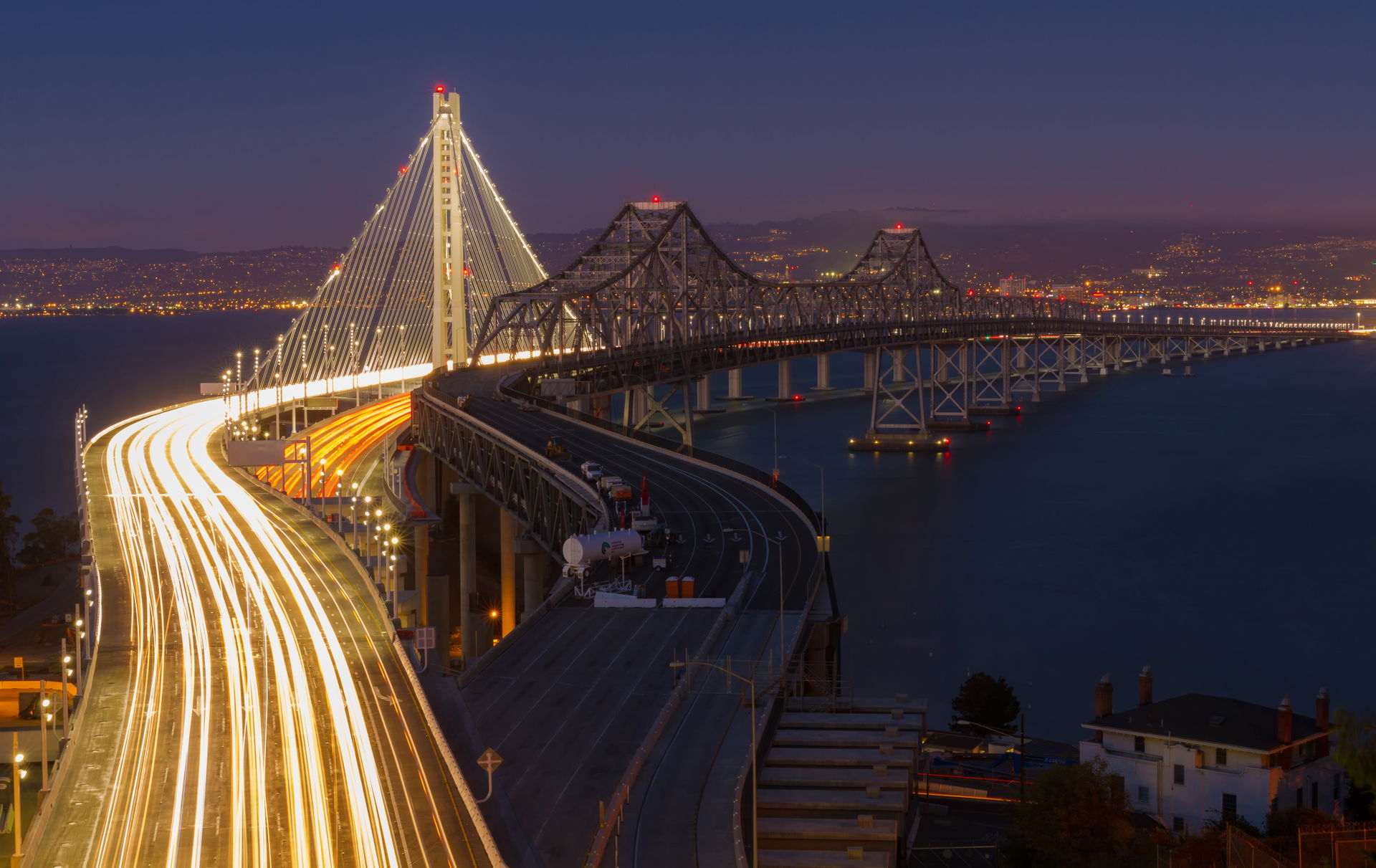 Eastern span of the San Francisco–Oakland Bay Bridge. The old a…
