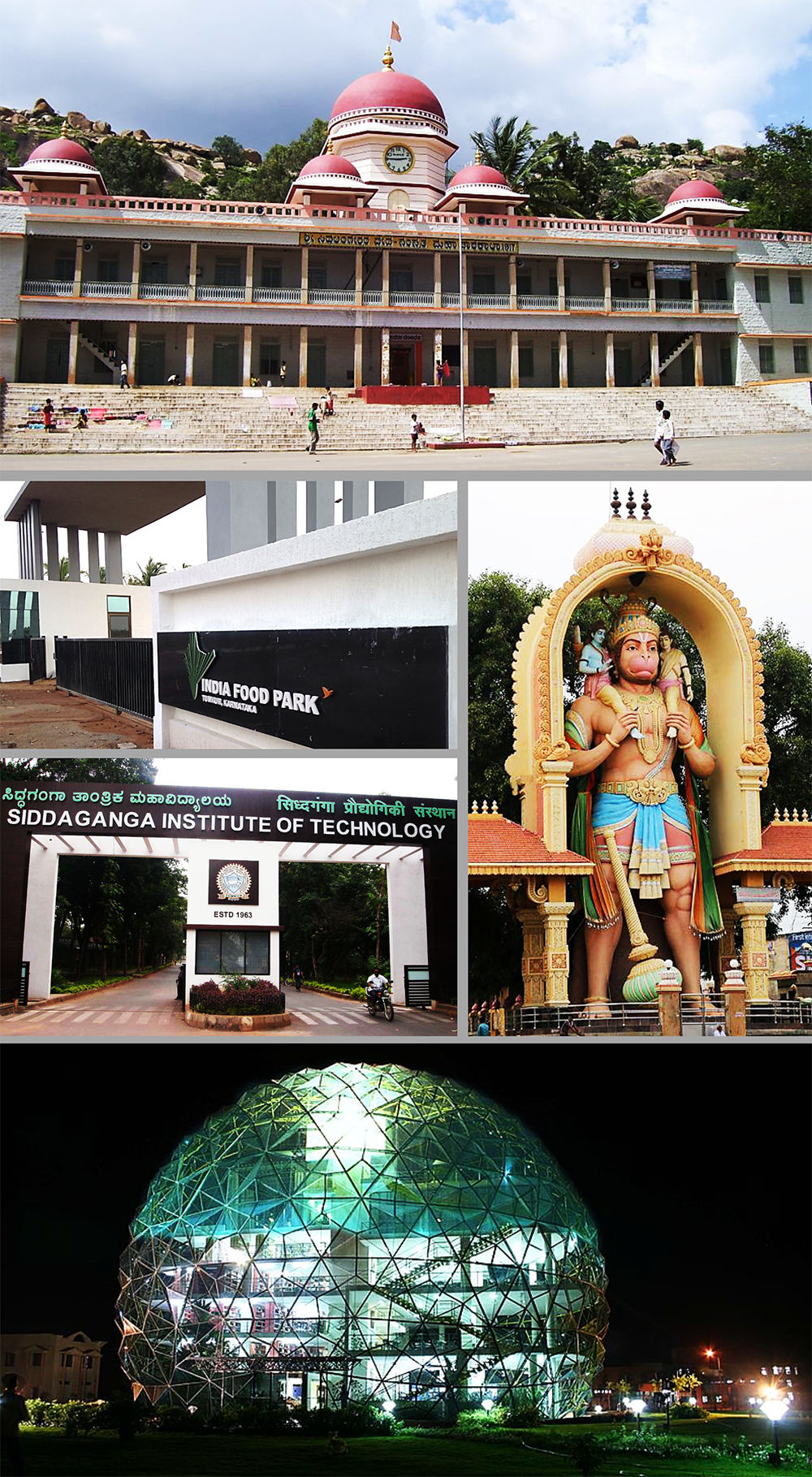 Montage of popular locations of Tumkur City