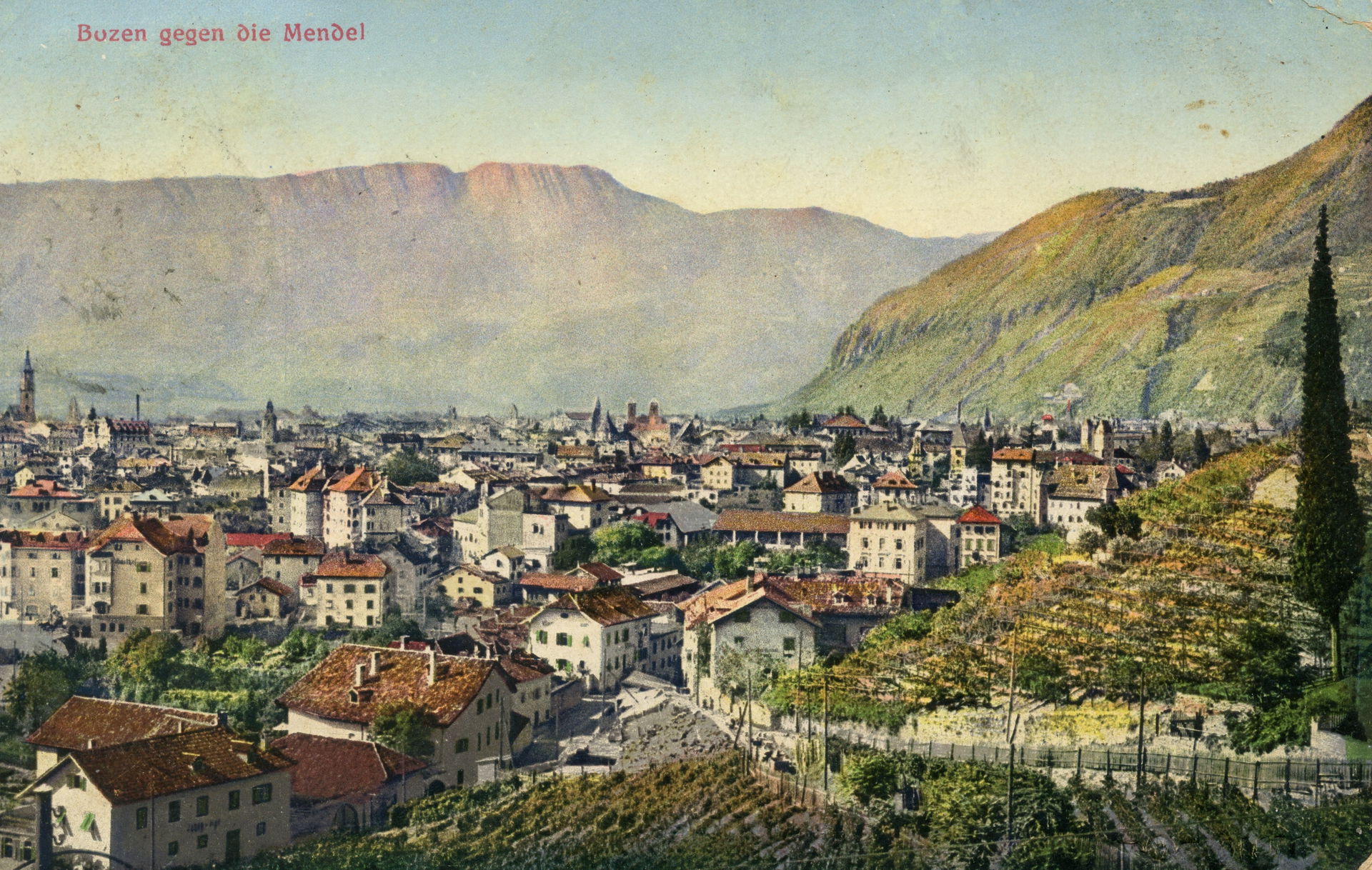 Bozen/Bolzano gegen die Mendel, Postkarte 1913
