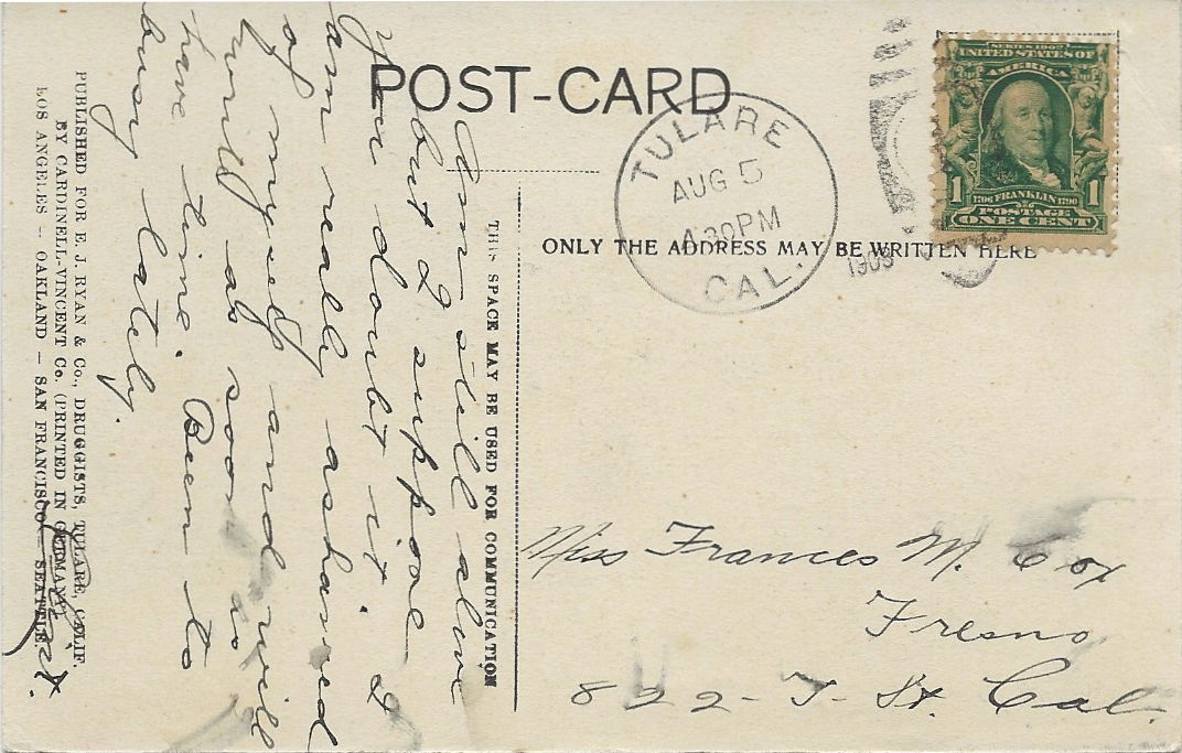 Postcard of the Public Library, Tulare, California, USA. Publis…