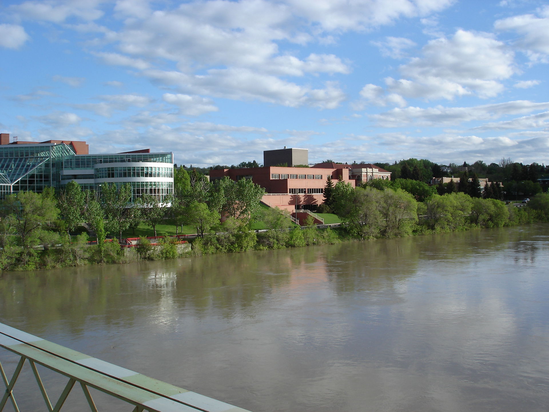 View from the Finley Bridge, looking southwest toward City Hall…